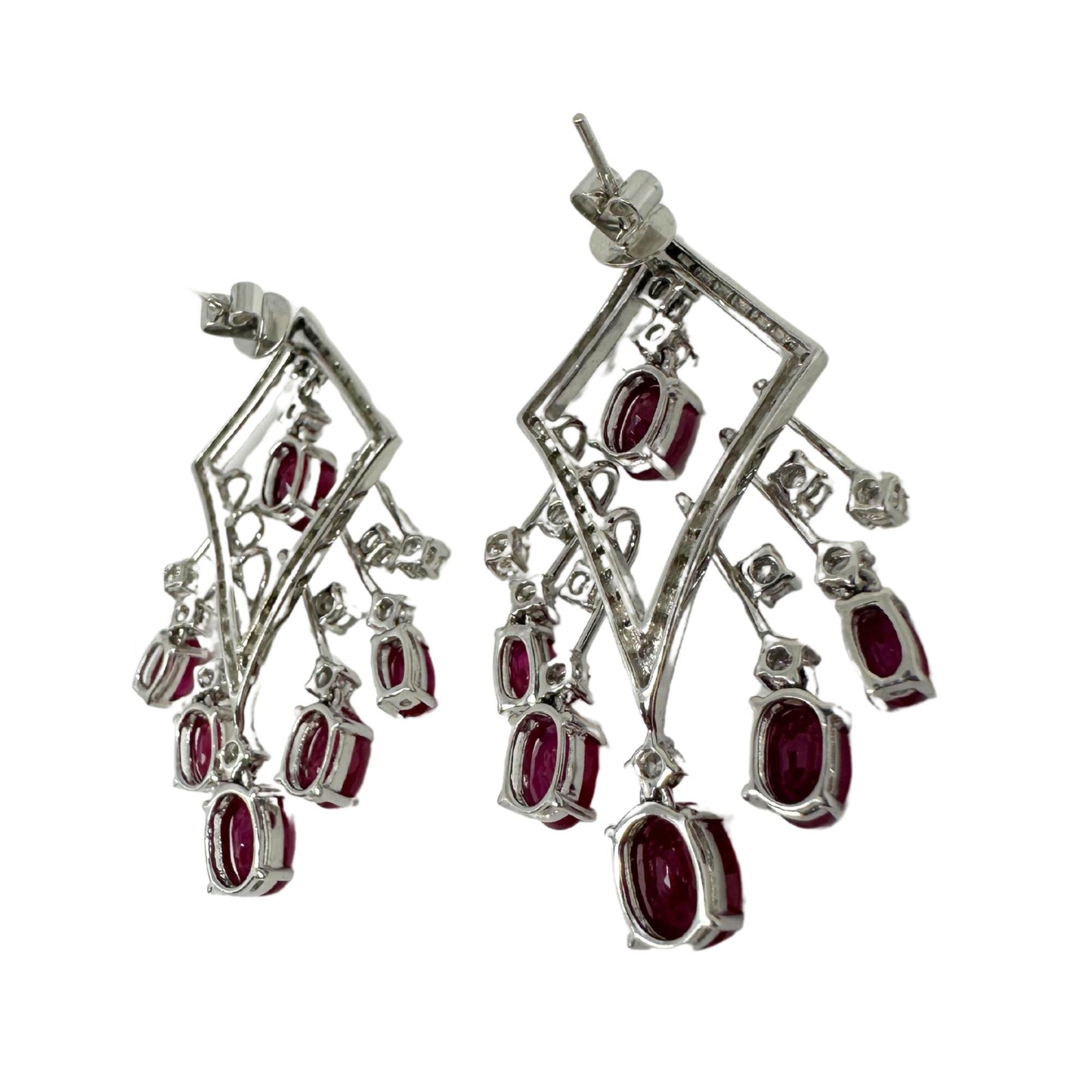 18K White Gold Diamond and Ruby Earrings