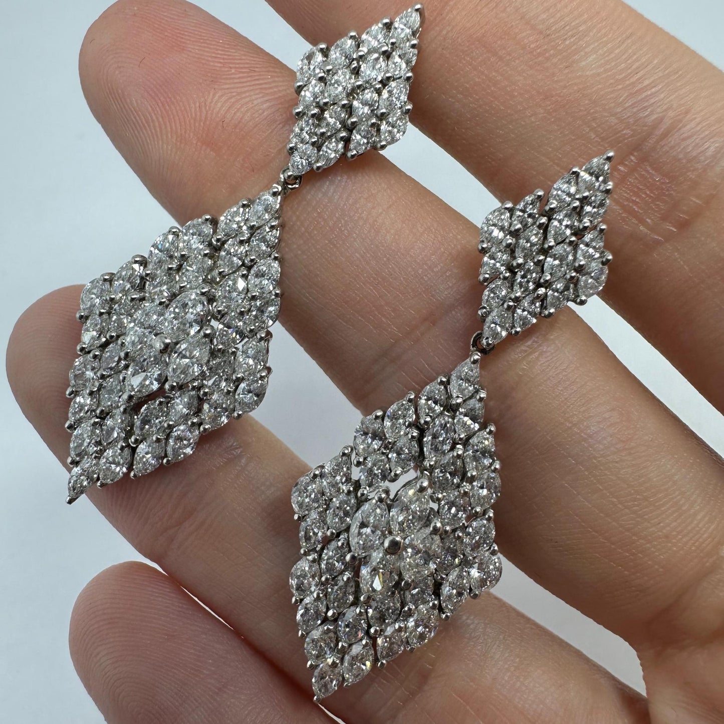 18K White Gold Marquise Cut Diamond Earrings