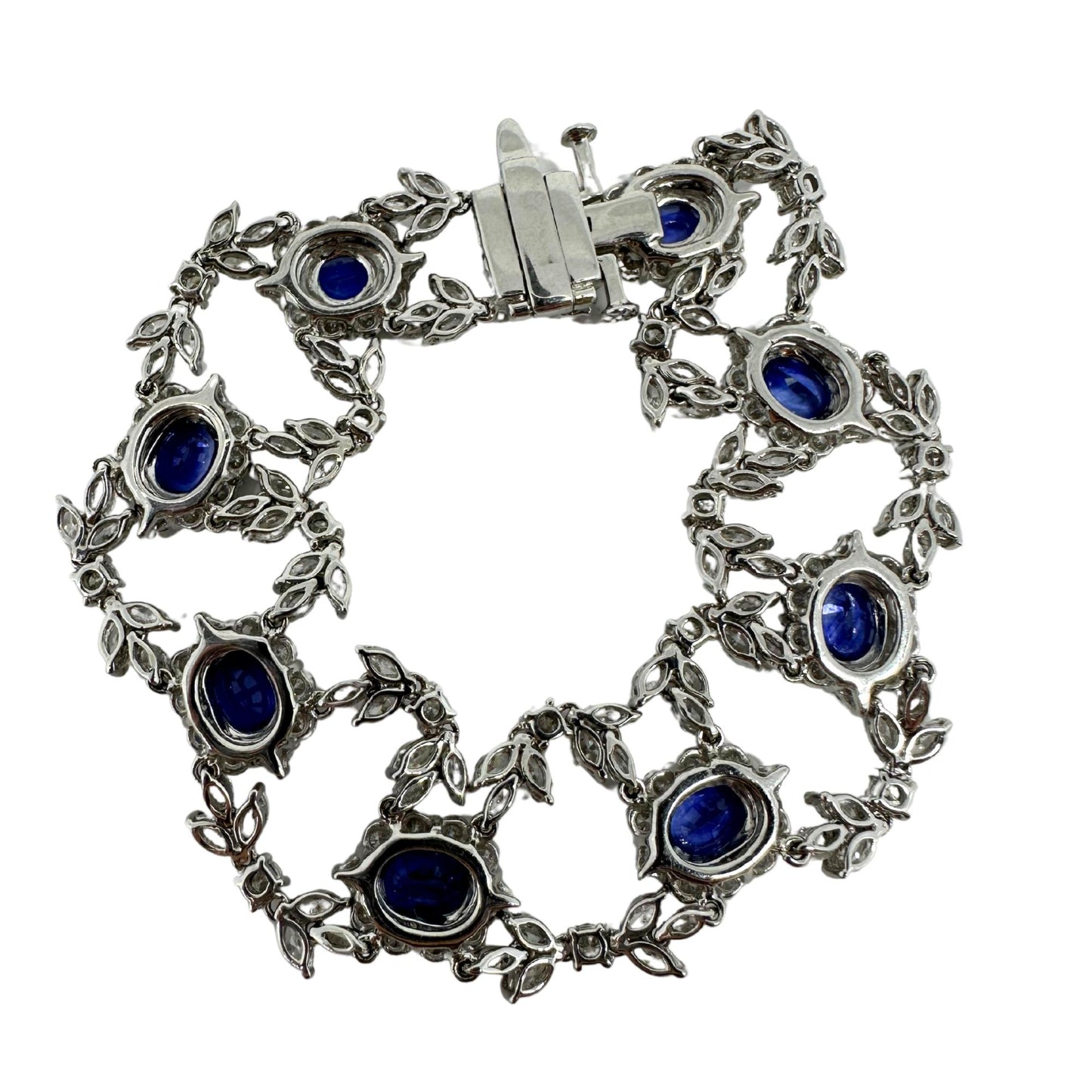 18K White Gold Diamond and Sapphire Bracelet - 7.5 inches