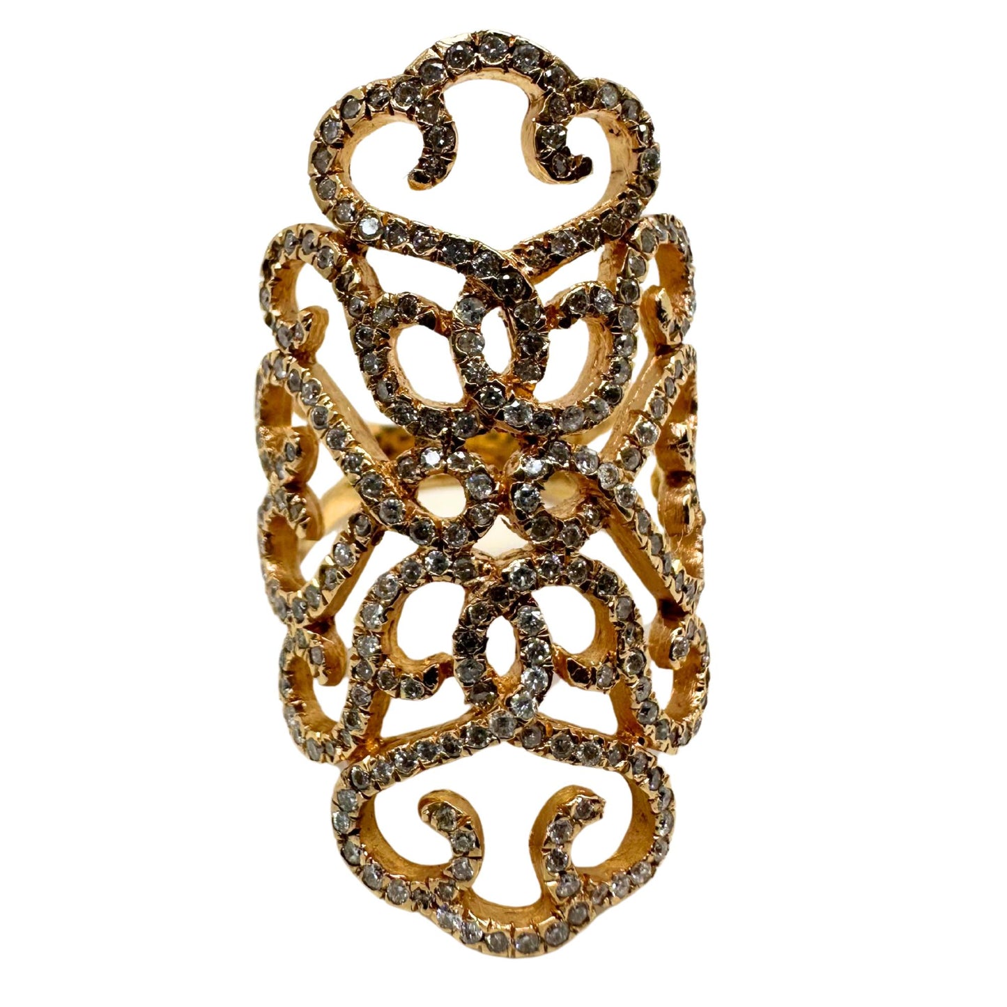 14K Yellow Gold Diamond Wide Band Ring