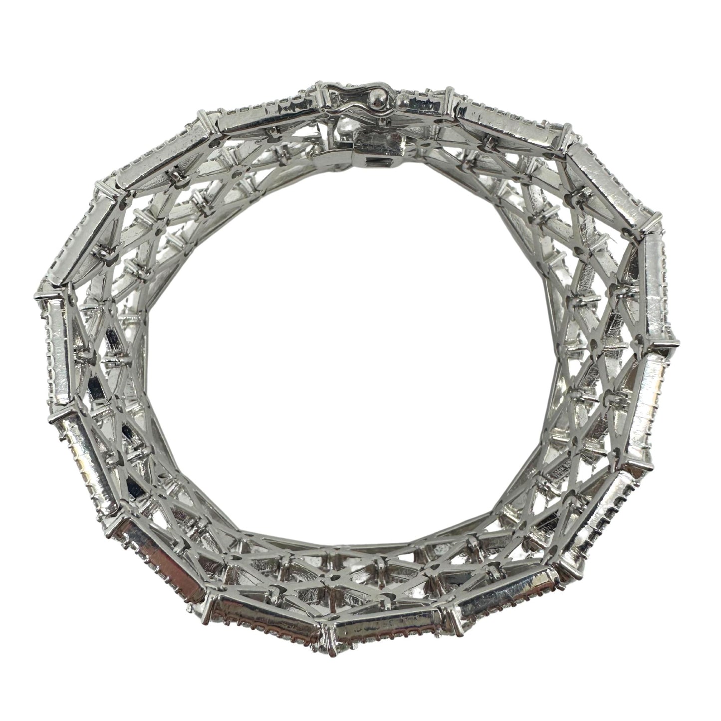 14K White Gold Diamond Lattice Bracelet - 7.25 inches