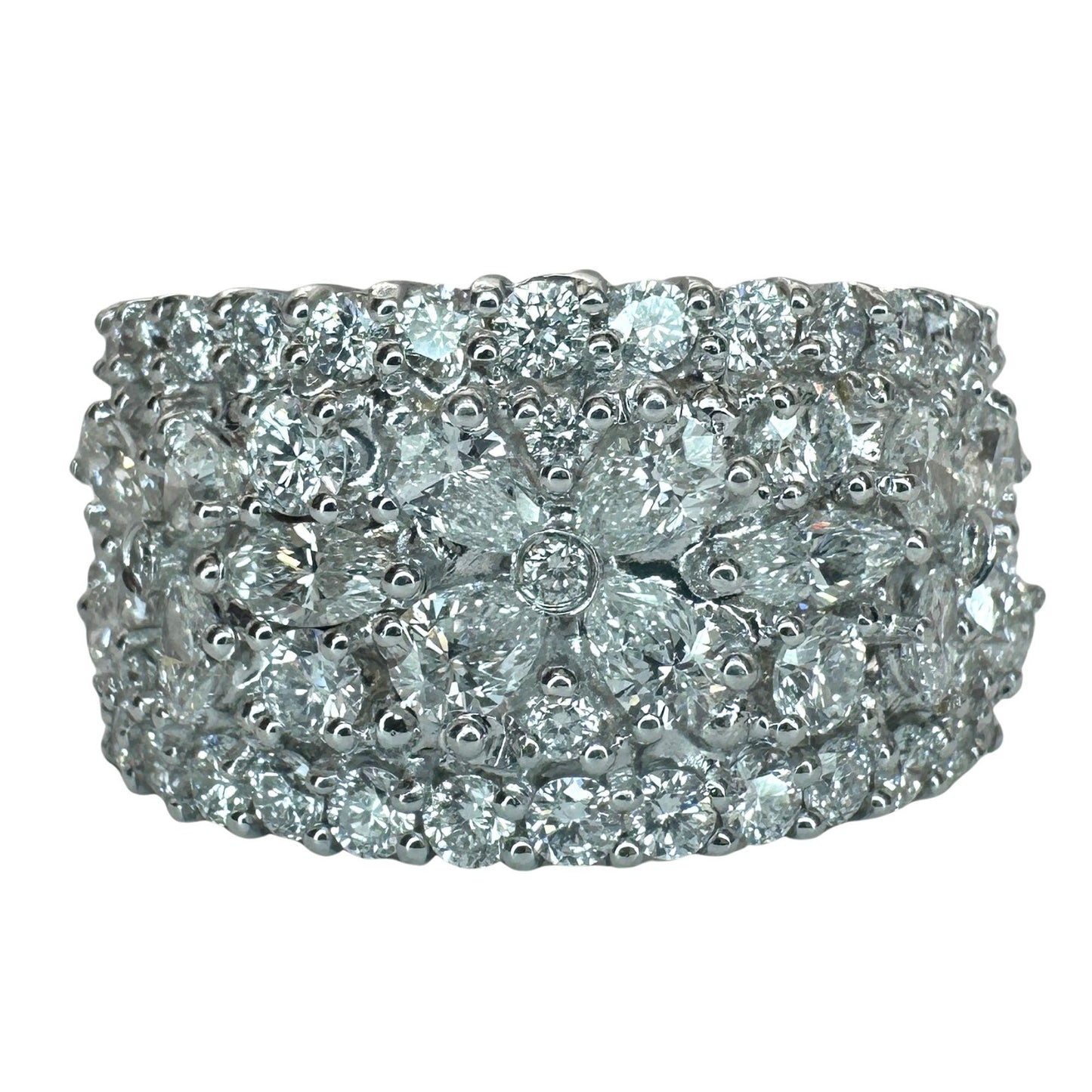 18k Pear and Marquise Cut Diamond Wide Band Ring