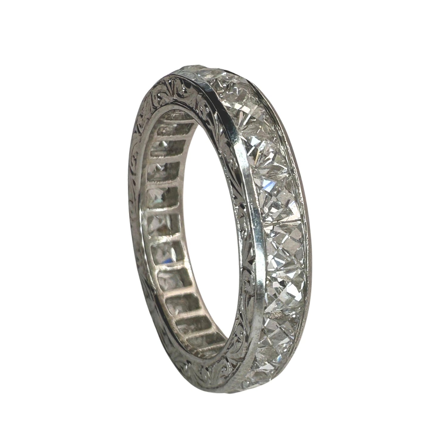 Platinum 3.00 Carat Repurposed Diamond Hand Engraved Eternity Band - Size 4