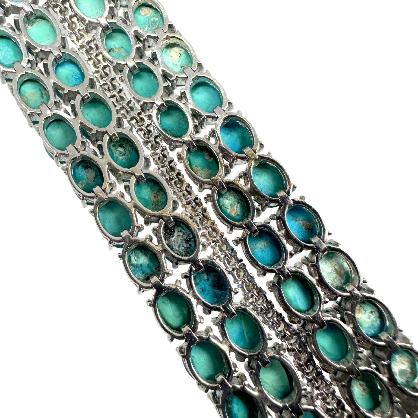 18K White Gold Diamond and Persian Turquoise Bracelet