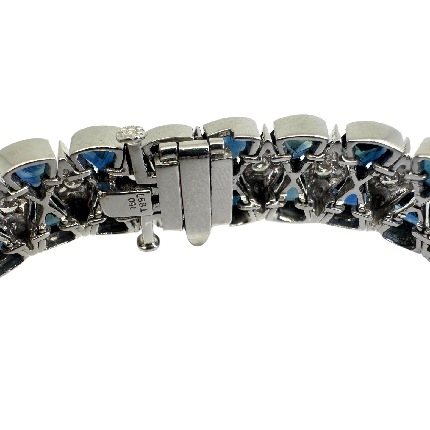 Bold 18K White Gold 24.95 Carat Sapphire and Diamond Bracelet