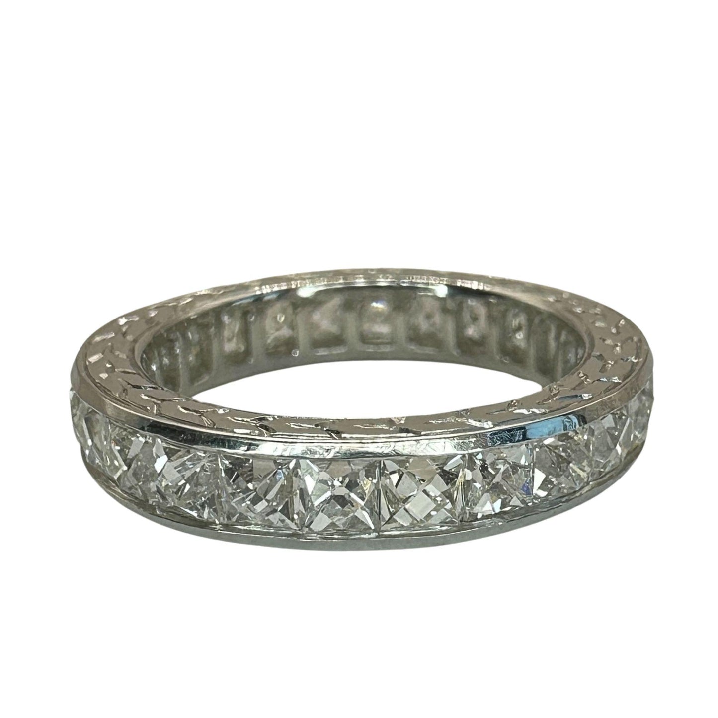 Platinum 3.00 Carat Repurposed Diamond Hand Engraved Eternity Band - Size 4