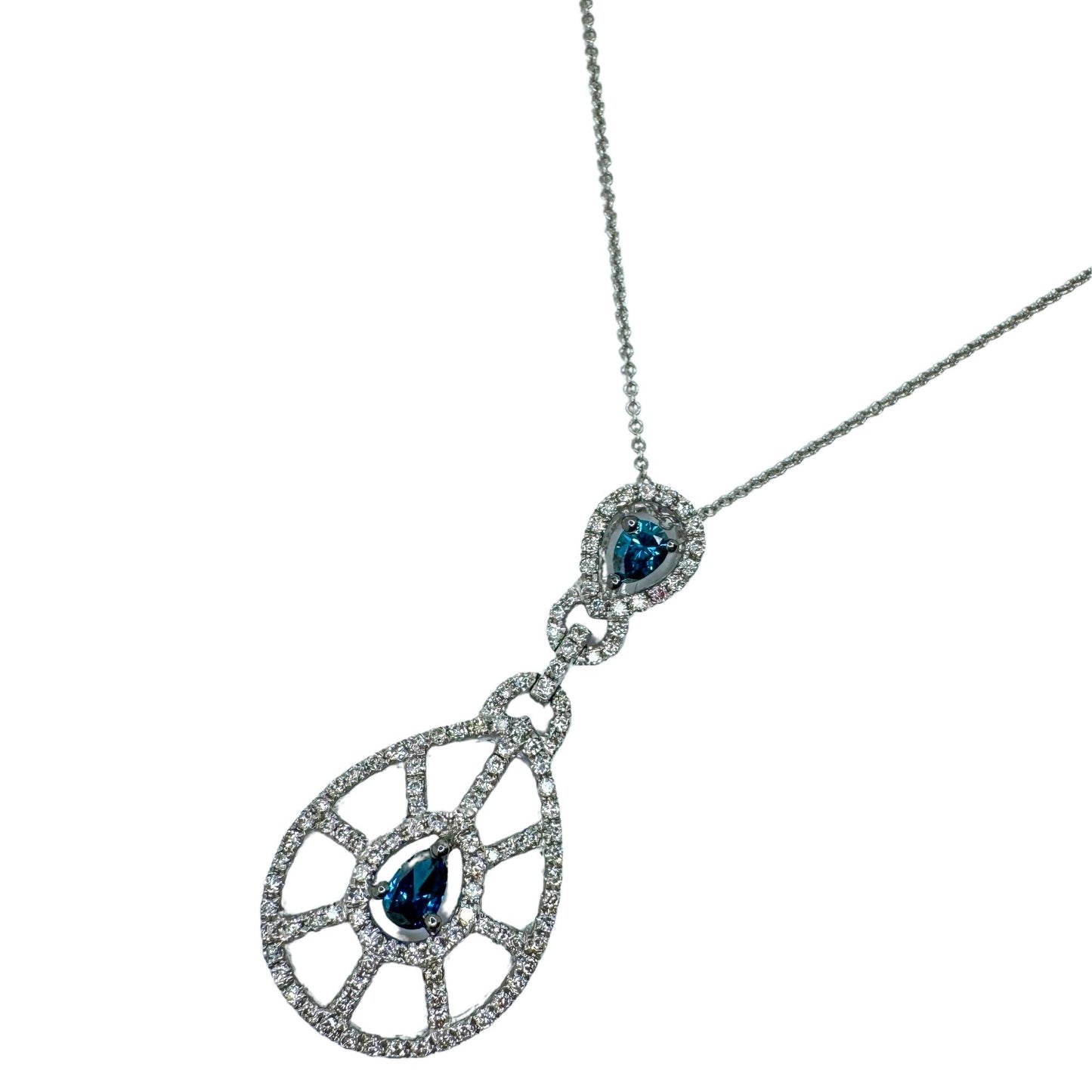 18k Blue and White Diamond Pendant Necklace
