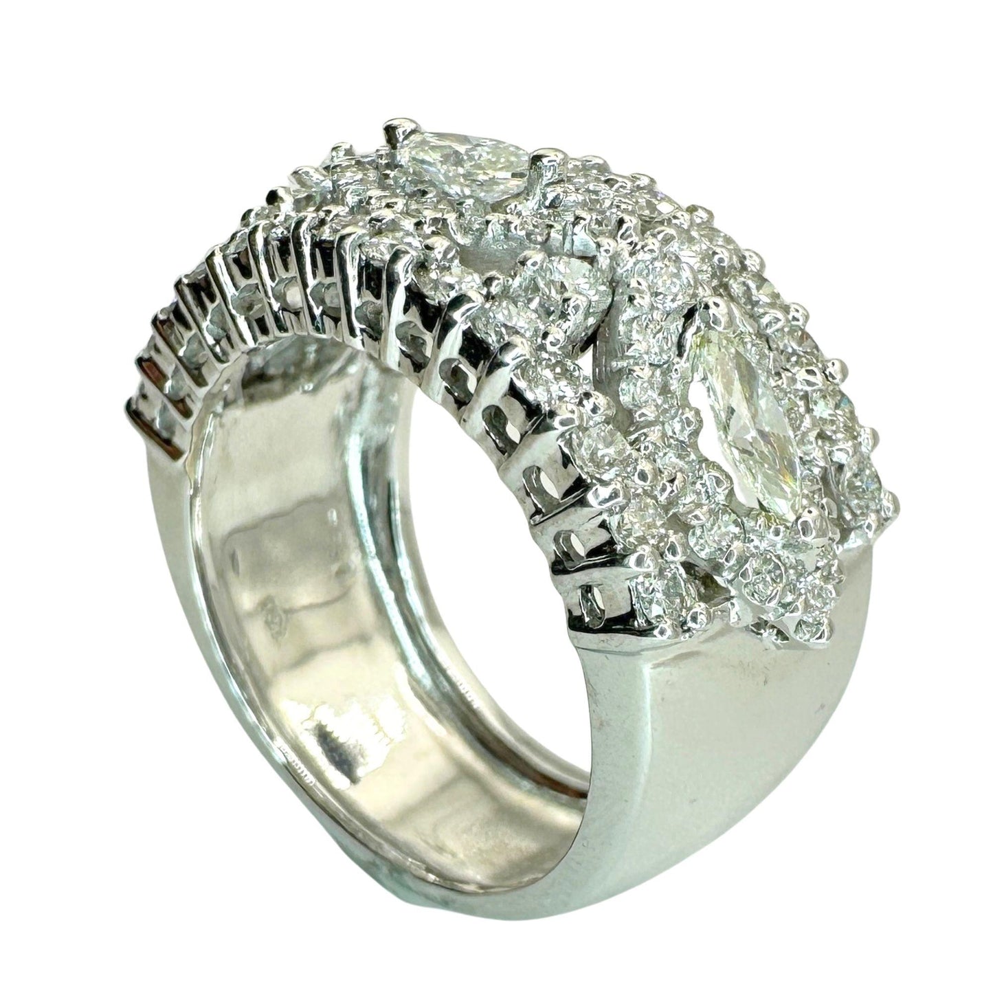 18k Marquise Cut Wide Band Diamond Ring