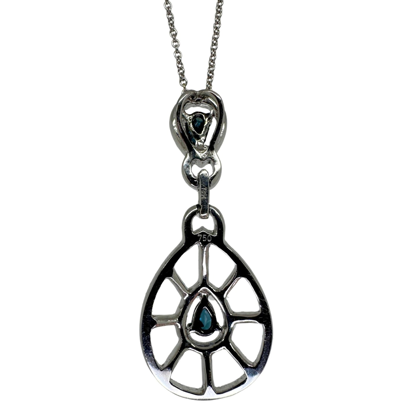 18k Blue and White Diamond Pendant Necklace