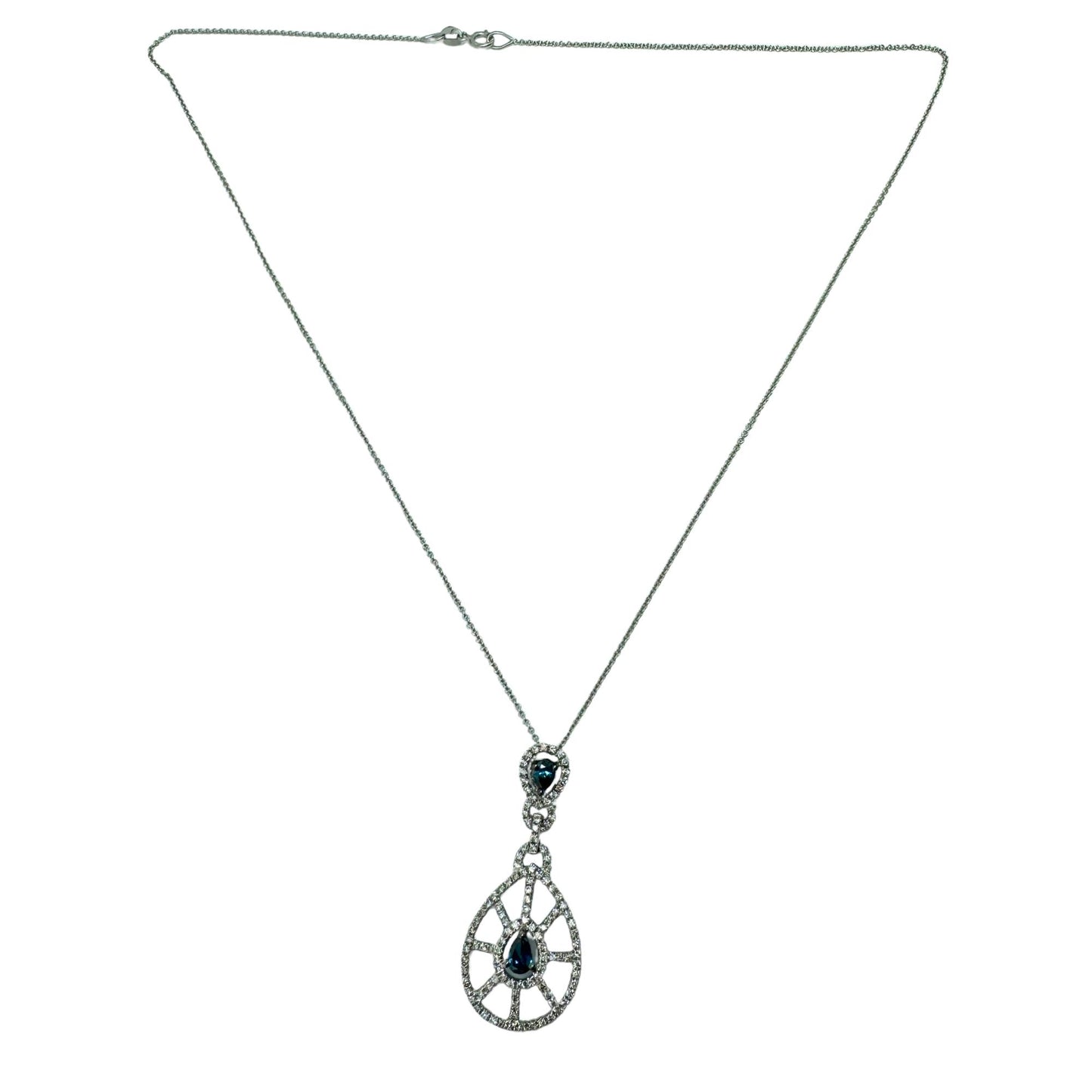 18k Blue and White Diamond Pendant Necklace