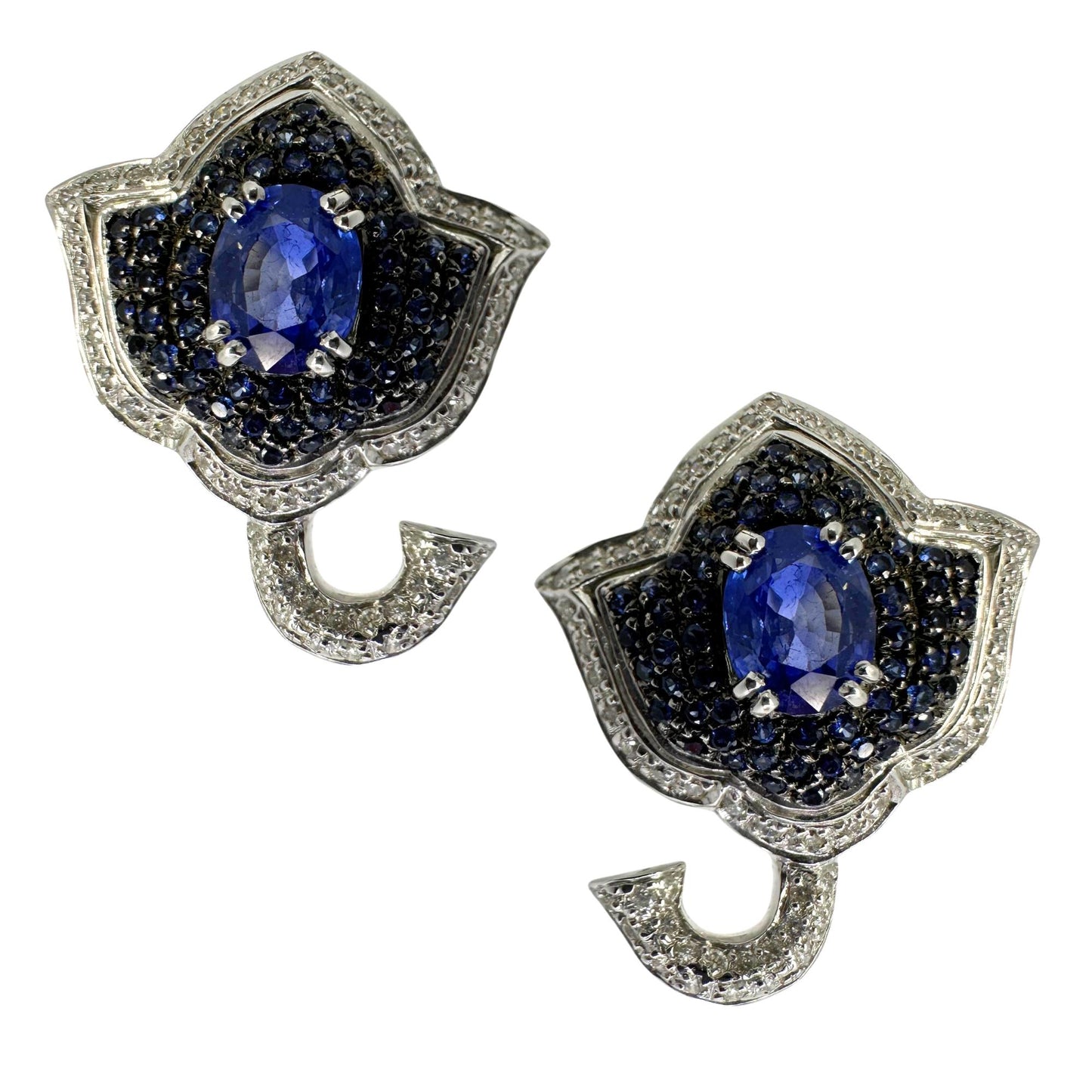 18k White Gold Diamond and Sapphire Earrings