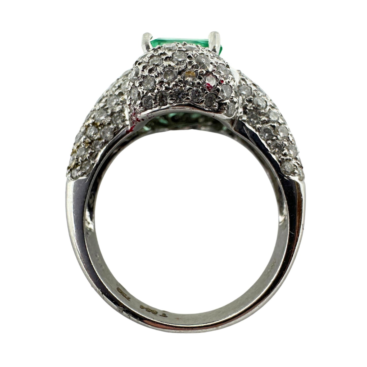 18k White Gold Diamond and Emerald Ring