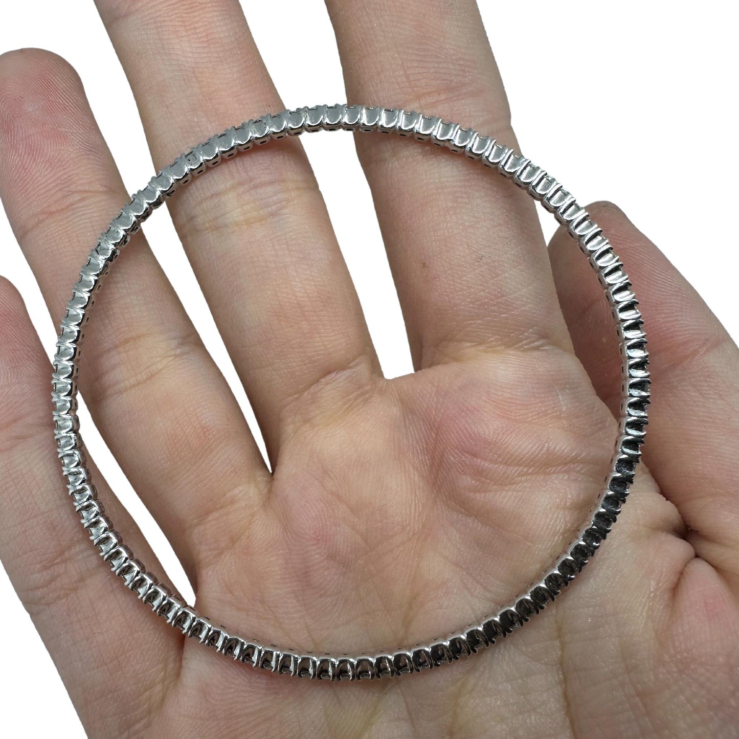 14K White Gold Diamond Bangle