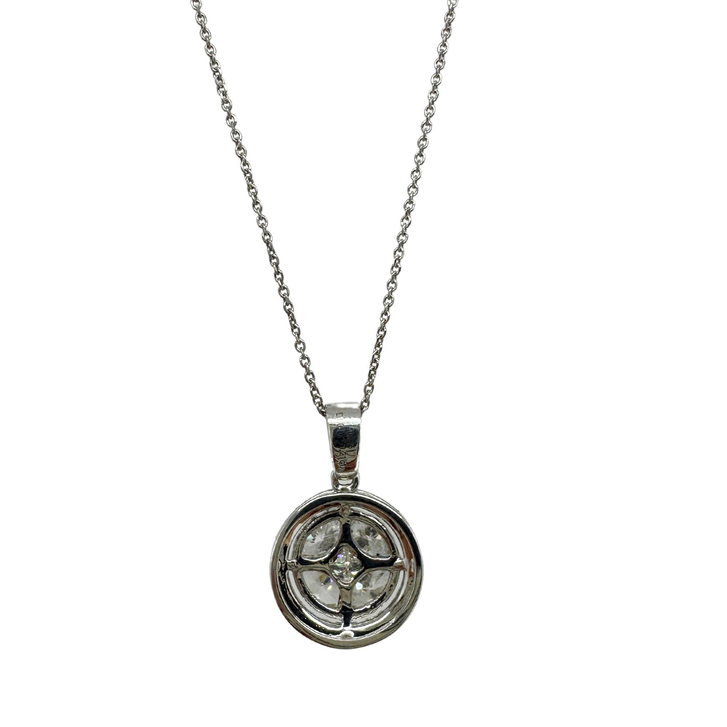14K White Gold Diamond Pendant Necklace with Chain