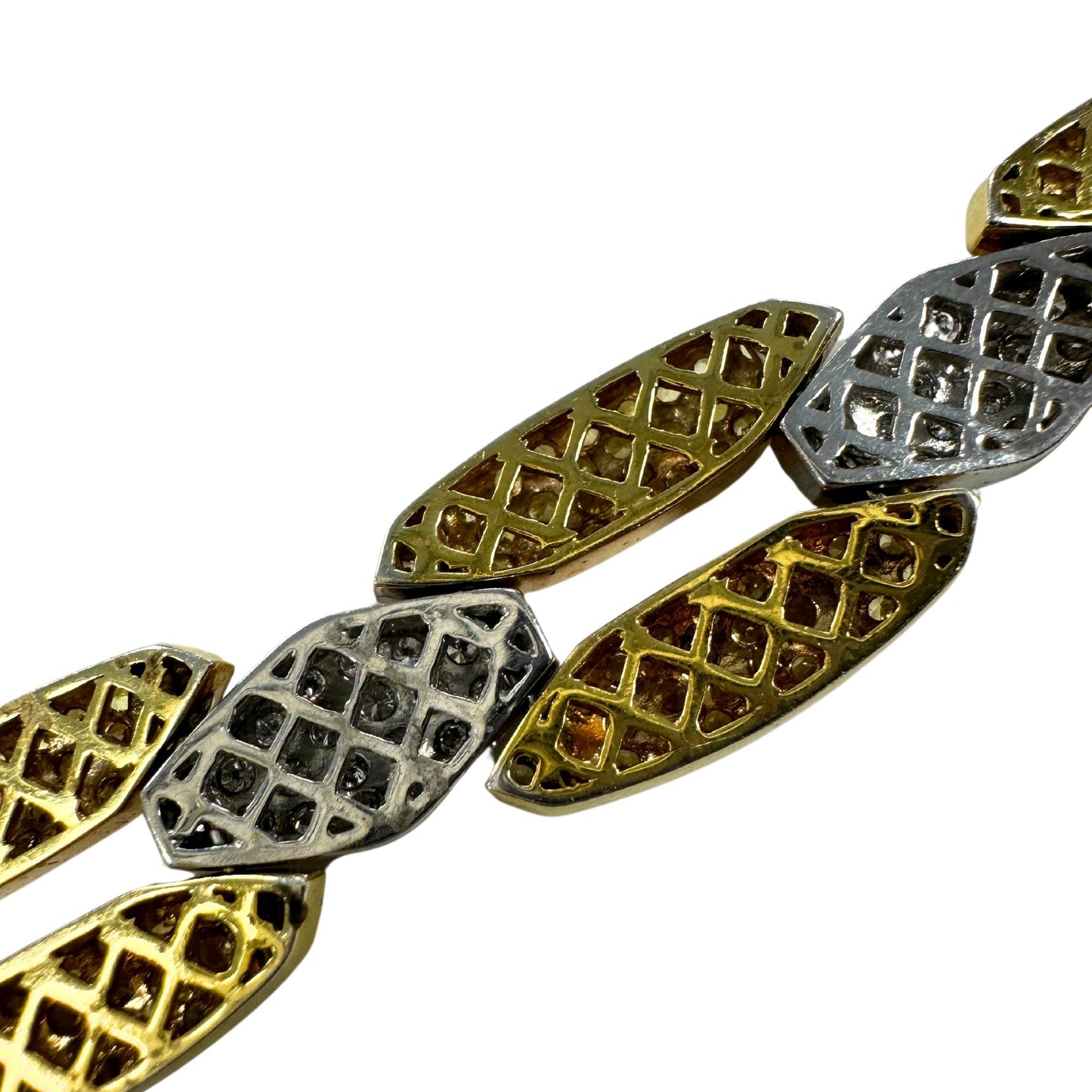 18K White and Yellow Gold Diamond and Yellow Sapphire Link Bracelet