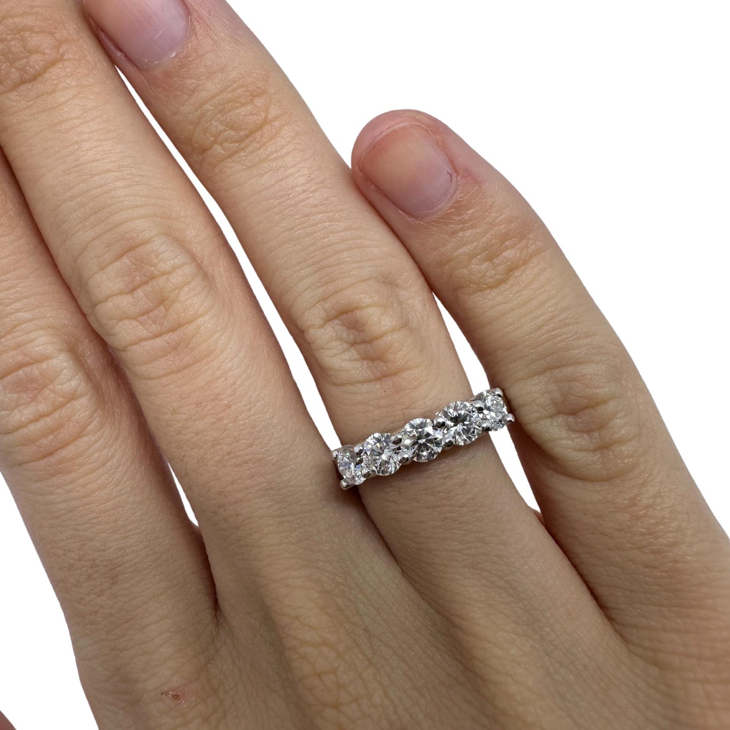 18K White Gold Five Stone Diamond Band