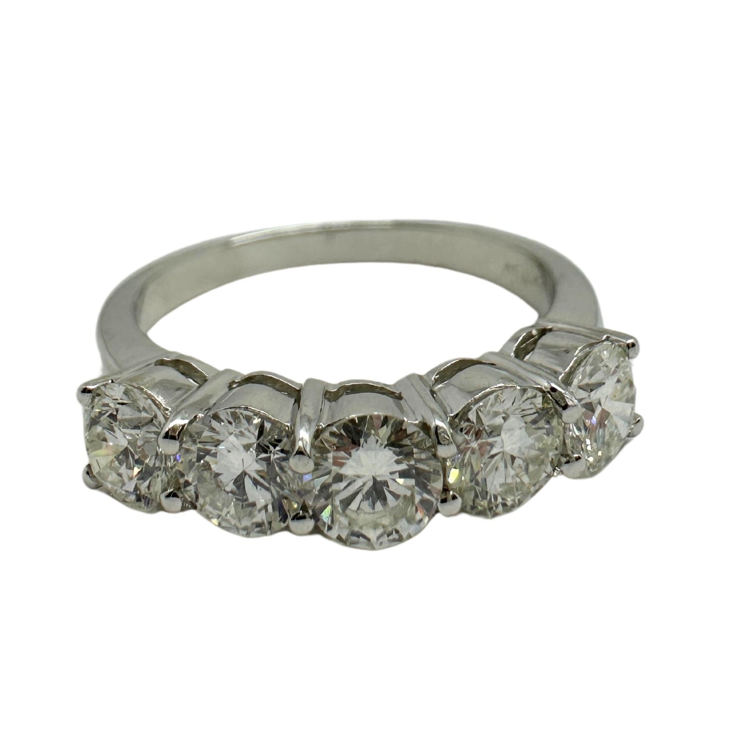 18K White Gold Five Stone Diamond Band Ring