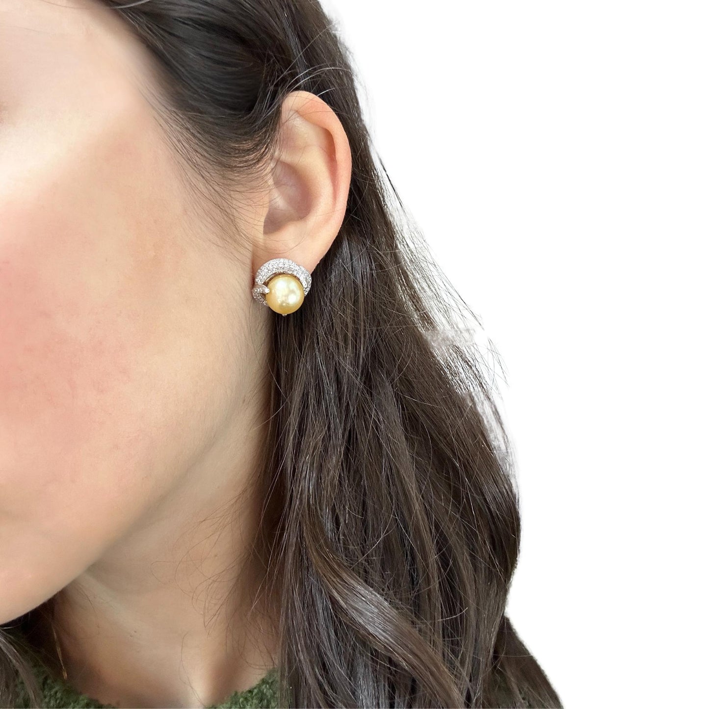 18k Diamond and Pearl Earrings
