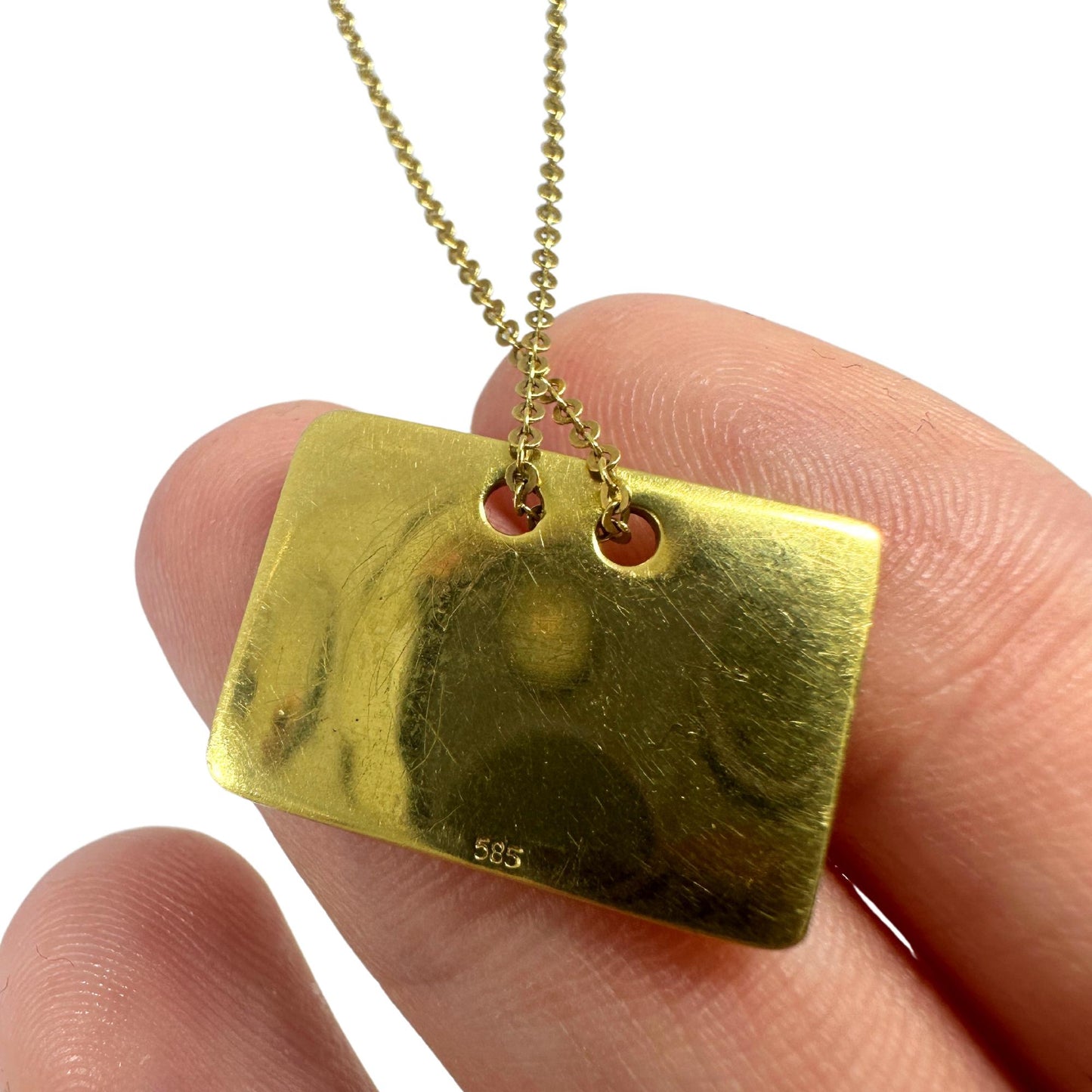 14K Yellow Gold Heart Tag Pendant Necklace