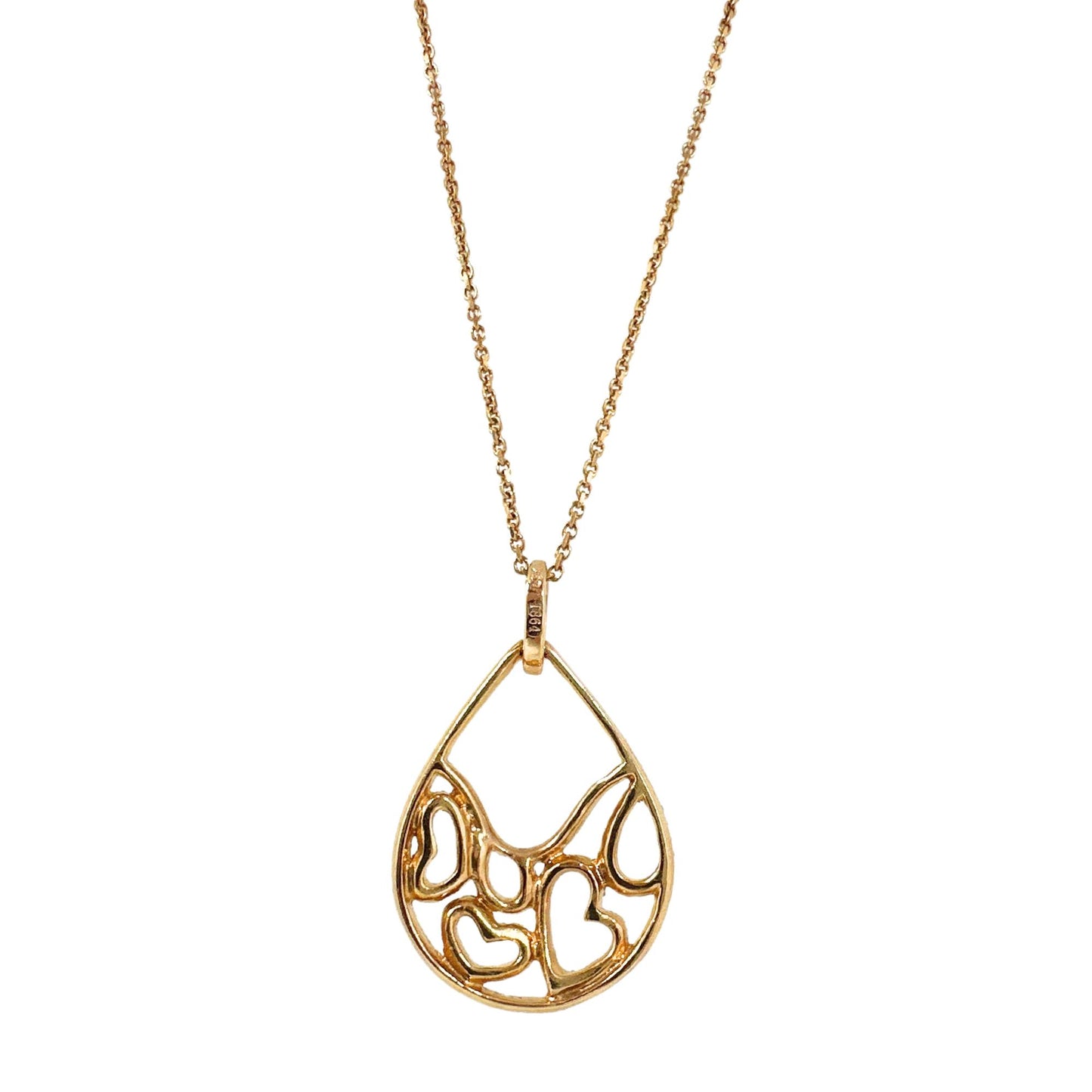 18K Rose Gold Diamond Pearl Tear Drop Heart Pendant Necklace