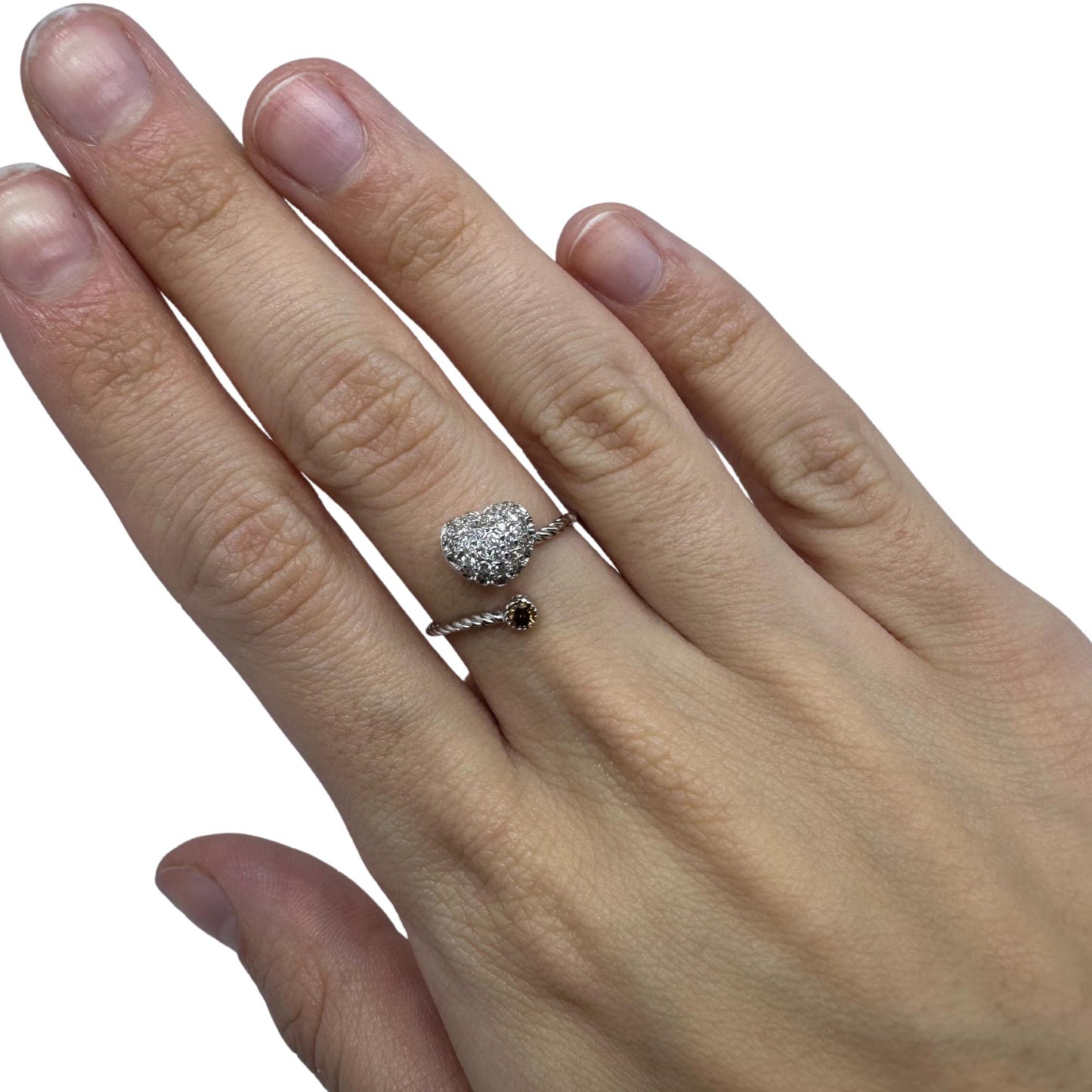 18K White Gold Diamond Heart Bypass Ring