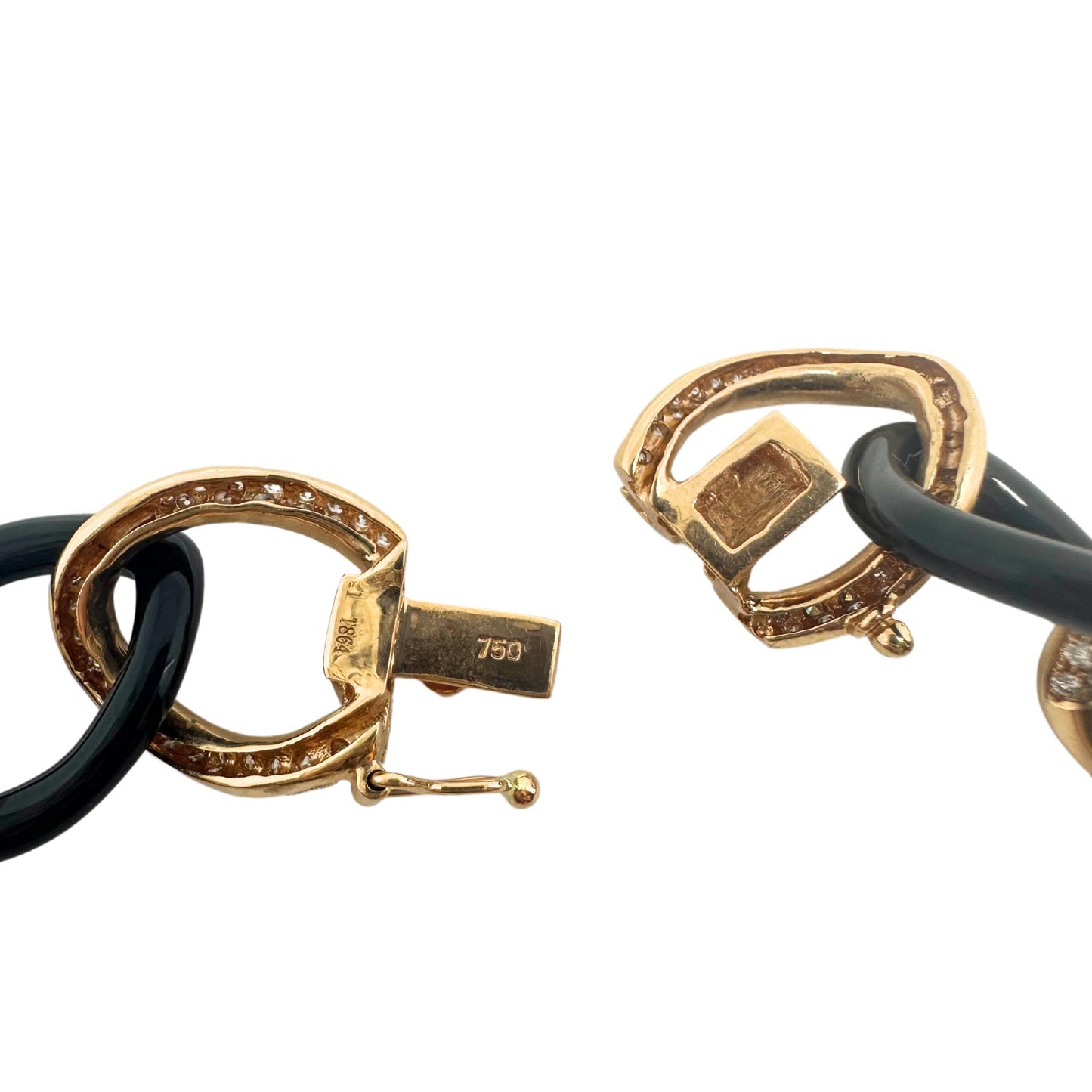 18K Rose Gold Diamond and Onyx Link Bracelet