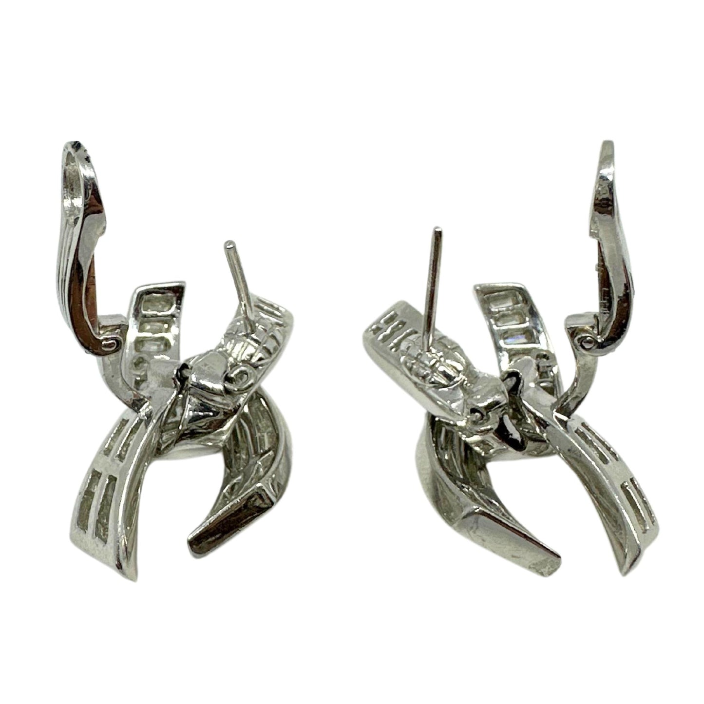 Platinum Baguette Cut Diamond Earrings