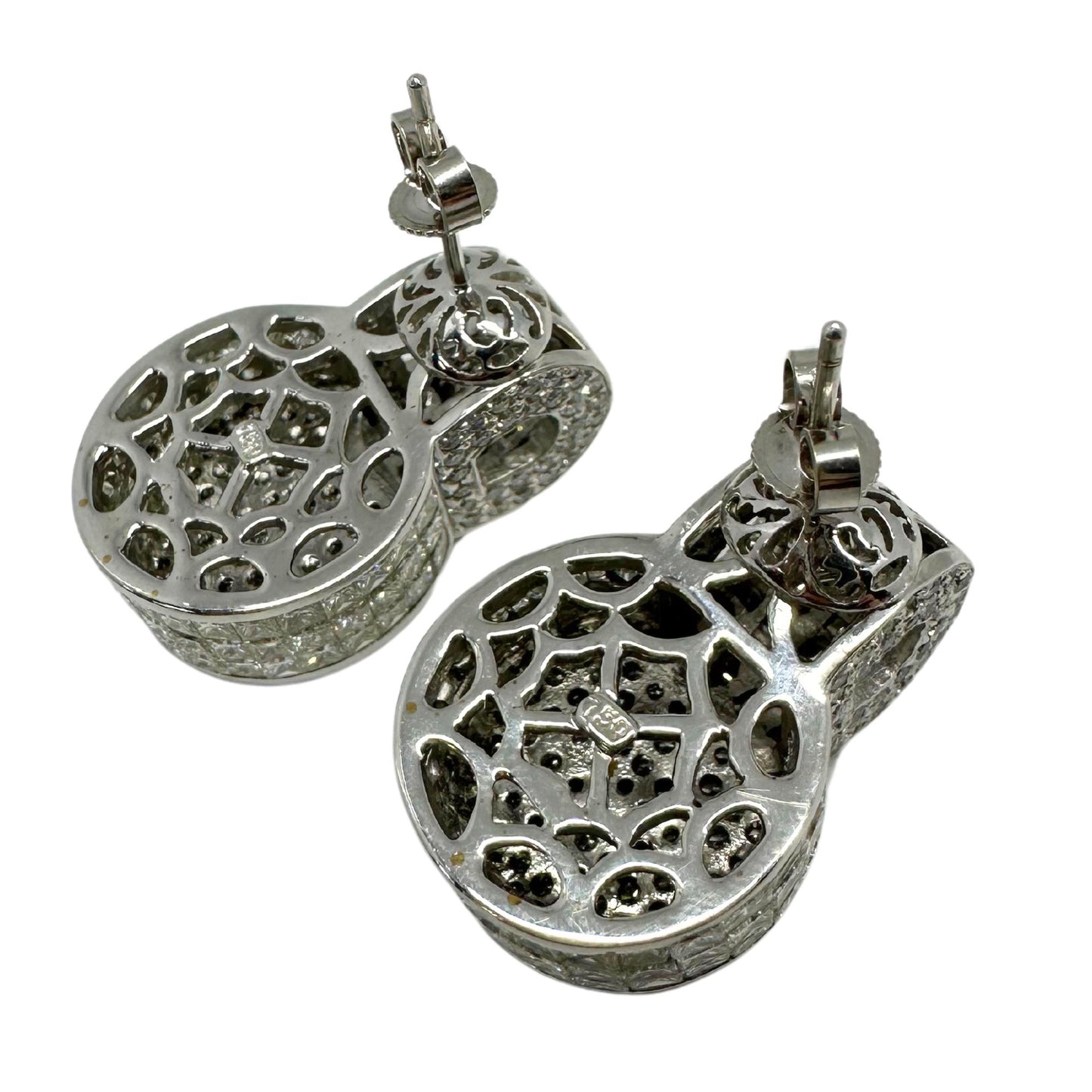 18K White Gold Princess Cut Diamond Earrings