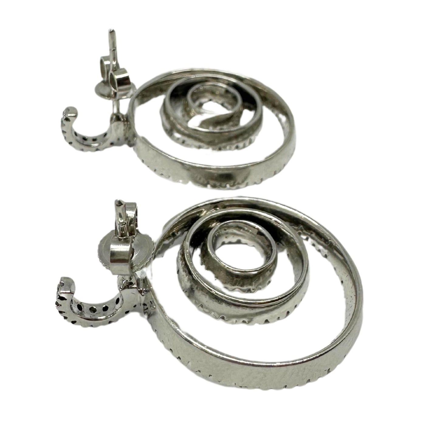 14K White Gold Spiral Diamond Earrings
