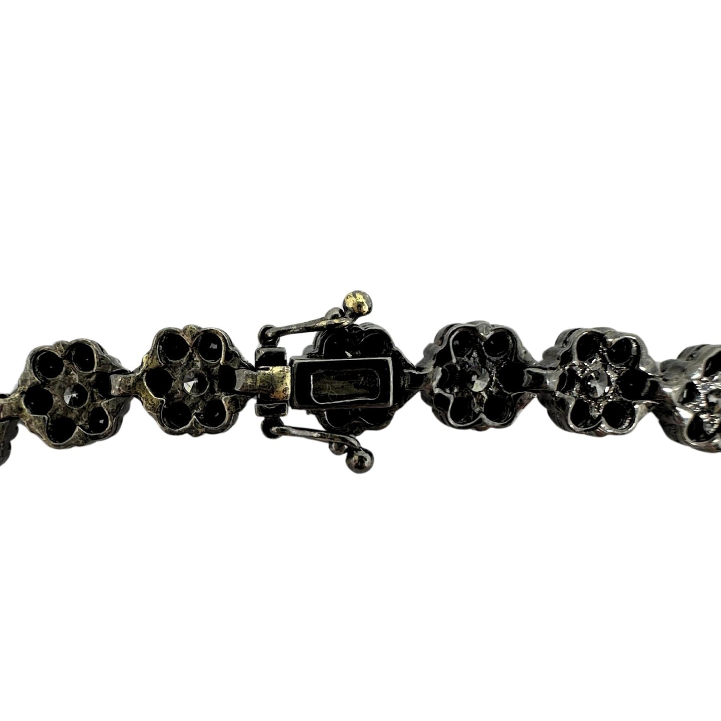 18K Black and White Diamond Flower Necklace