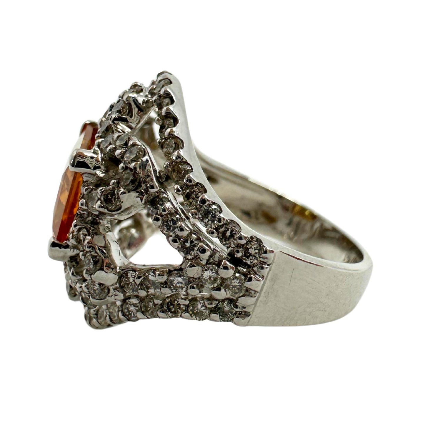18k White Gold Yellow Sapphire and Diamond Flower Ring
