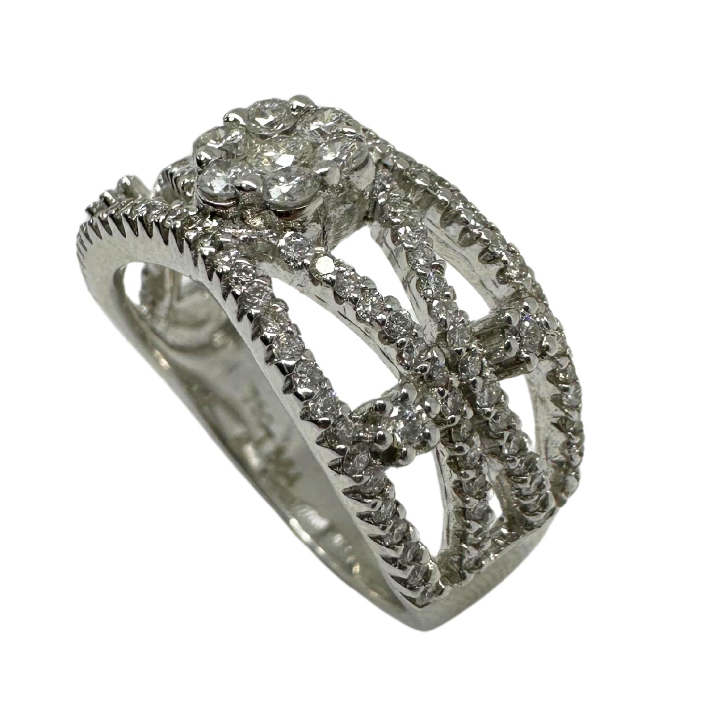 18K White Gold Diamond Wide Band Ring