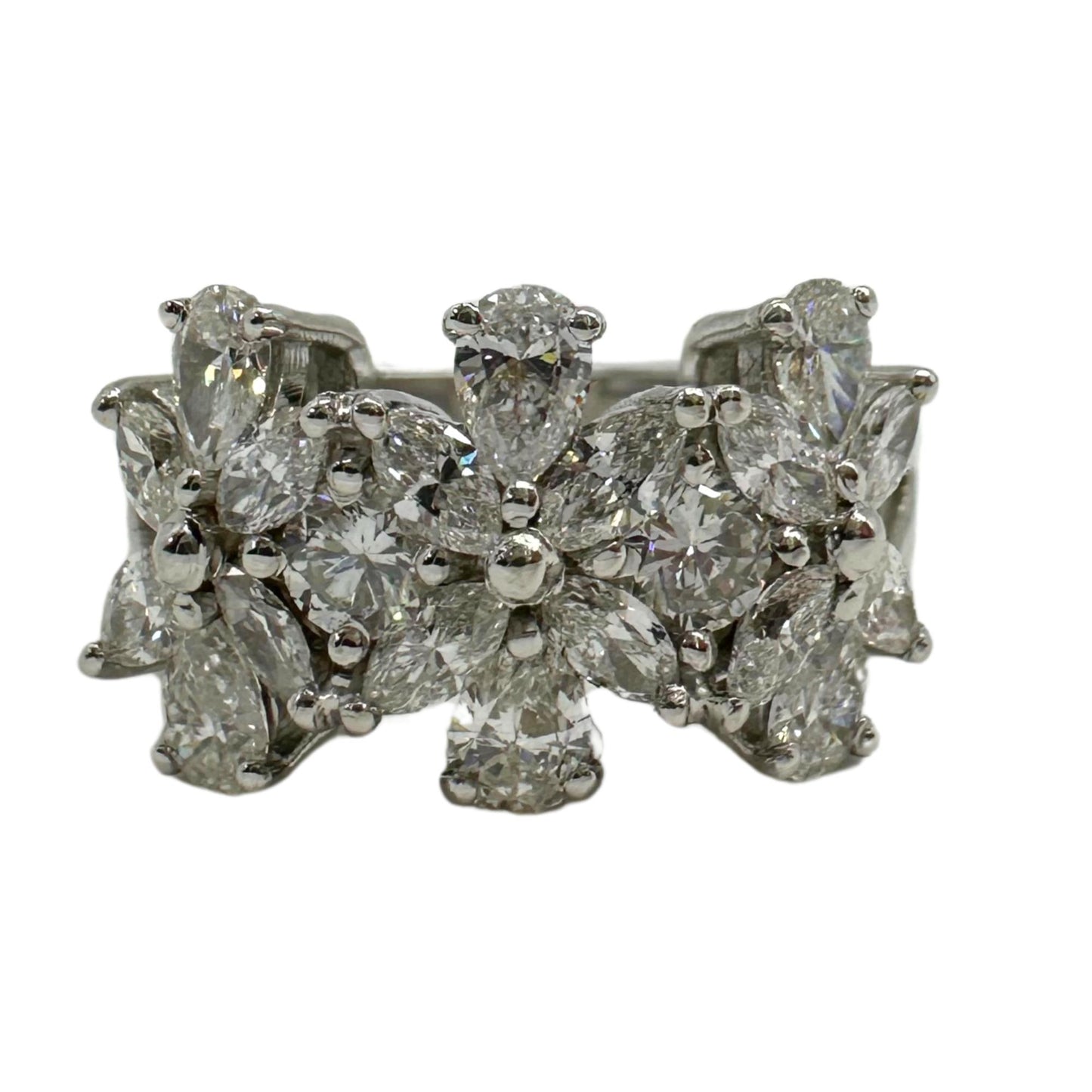 18K White Gold Marquise and Pear Cut Diamond Band Ring