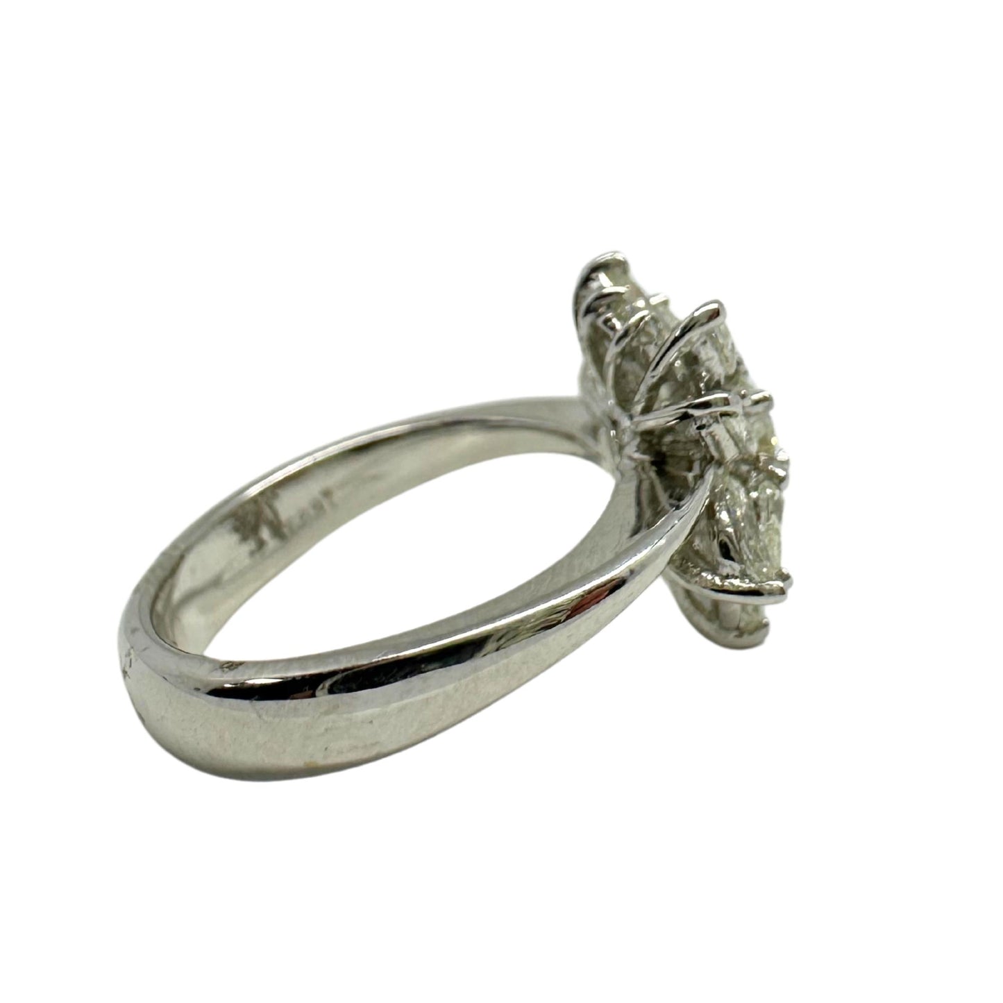 18K White Gold Marquise and Pear Cut Diamond Ring