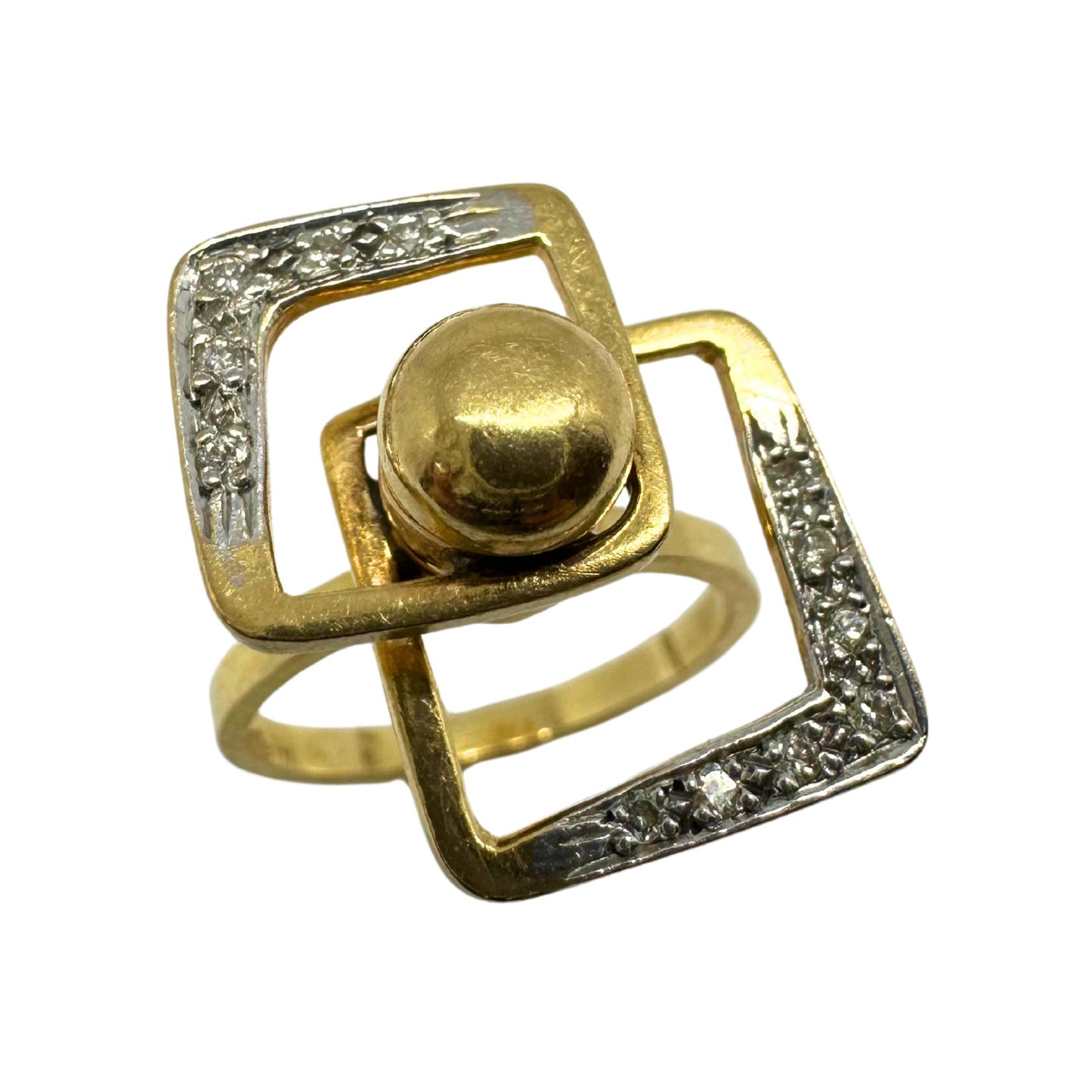 14K Estate Yellow Gold Diamond Fidget Spinning Ring