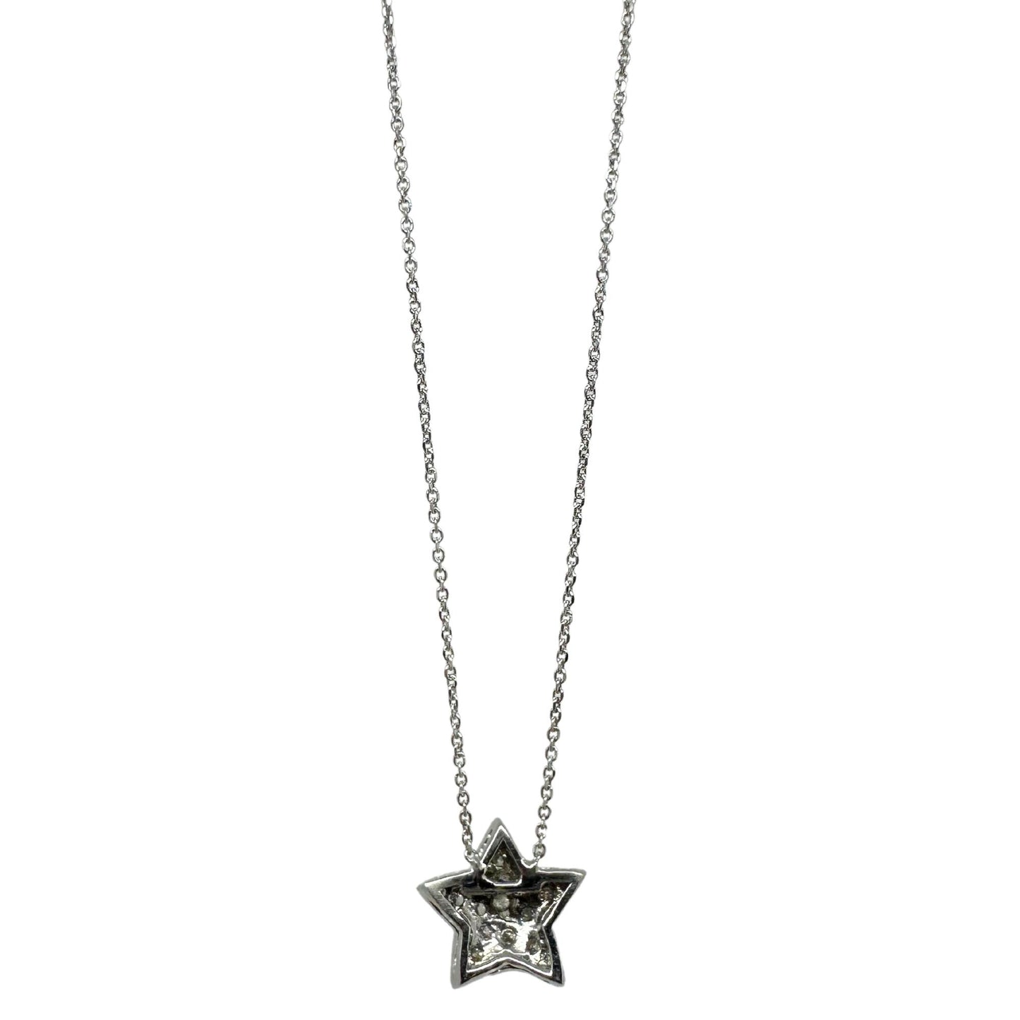 18K White Gold Diamond Star Pendant with 14K Chain