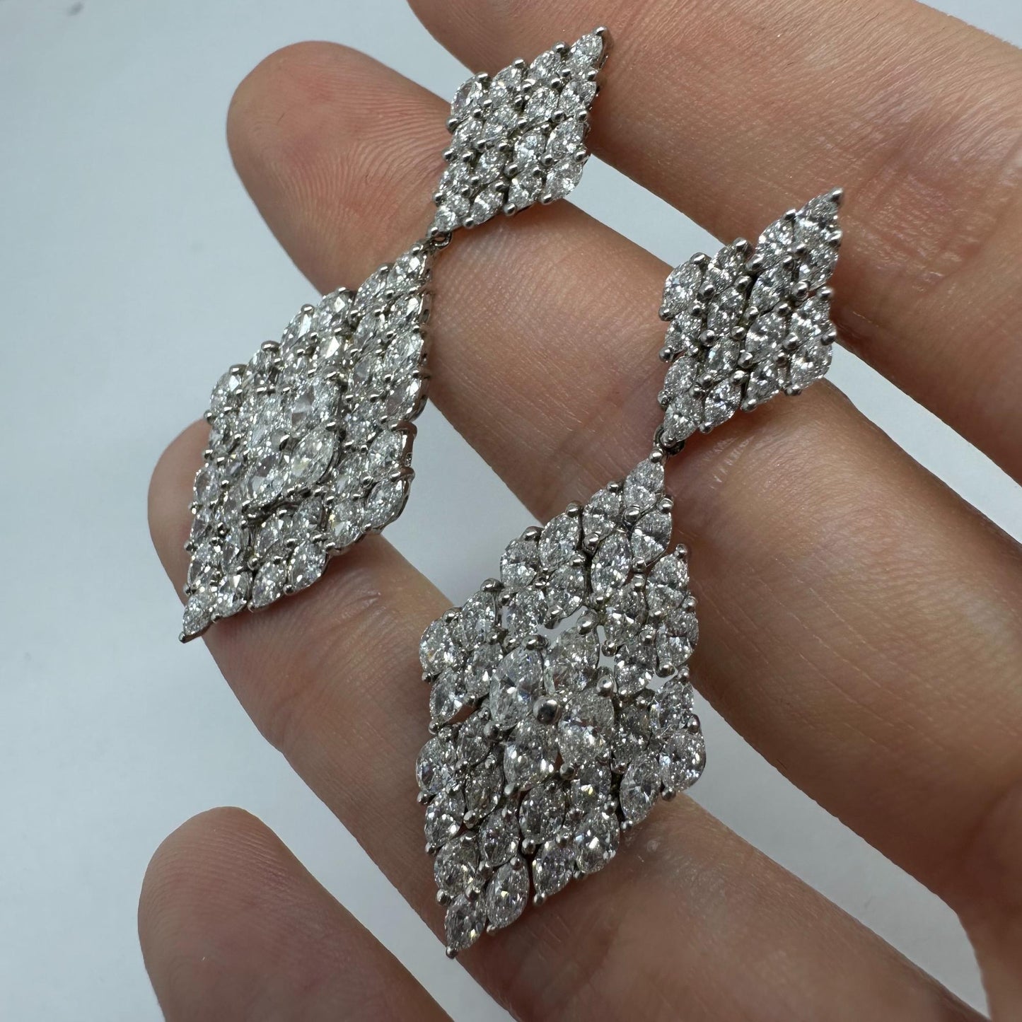 18K White Gold Marquise Cut Diamond Earrings