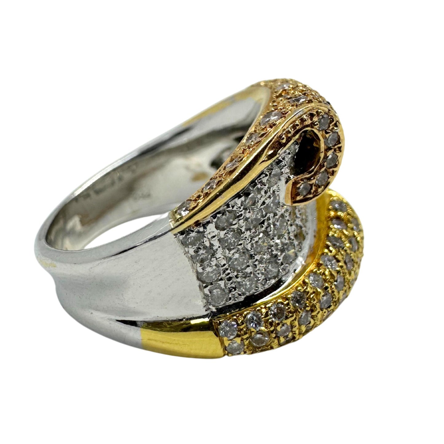18K Gold Diamond Wide Band Ring