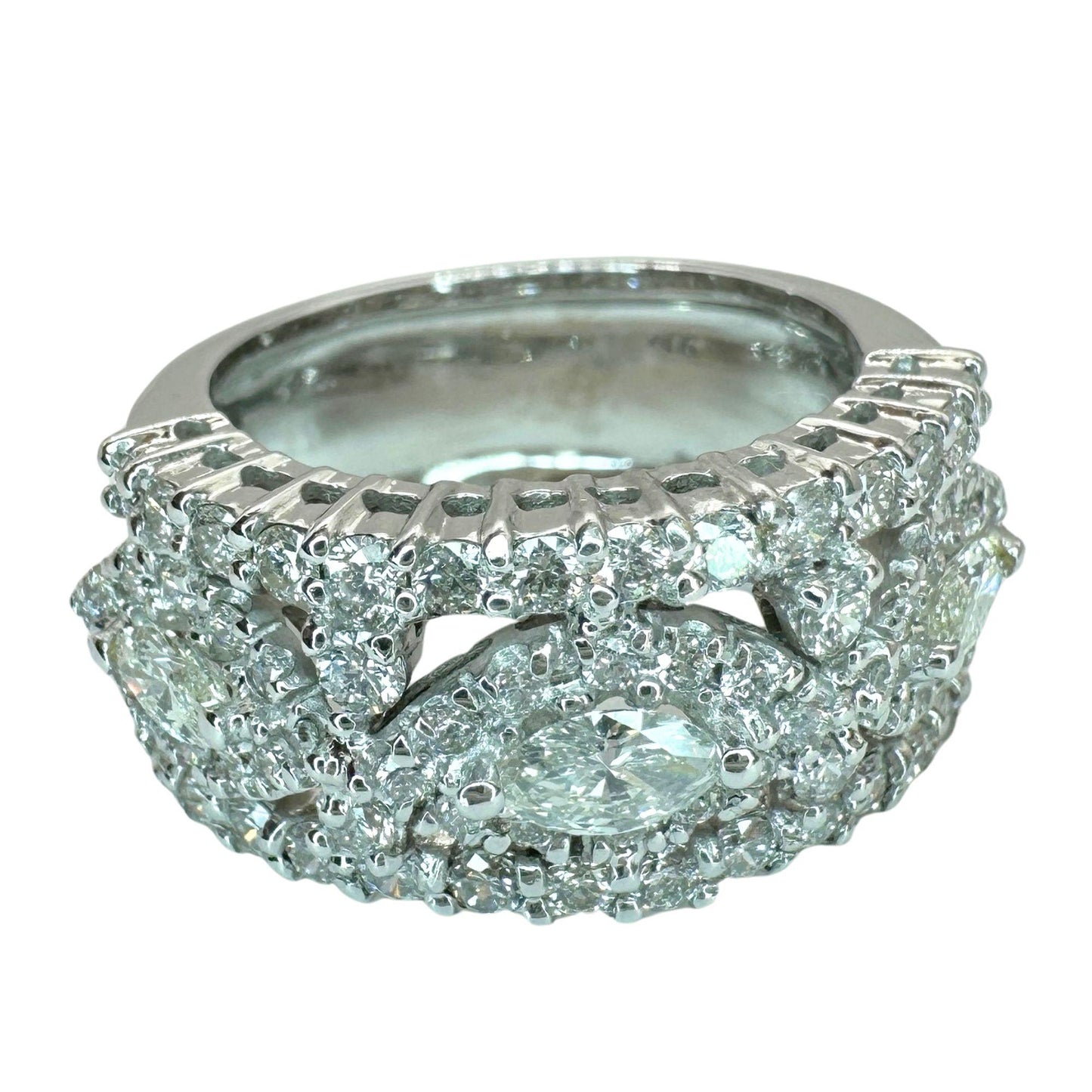 18k Marquise Cut Wide Band Diamond Ring