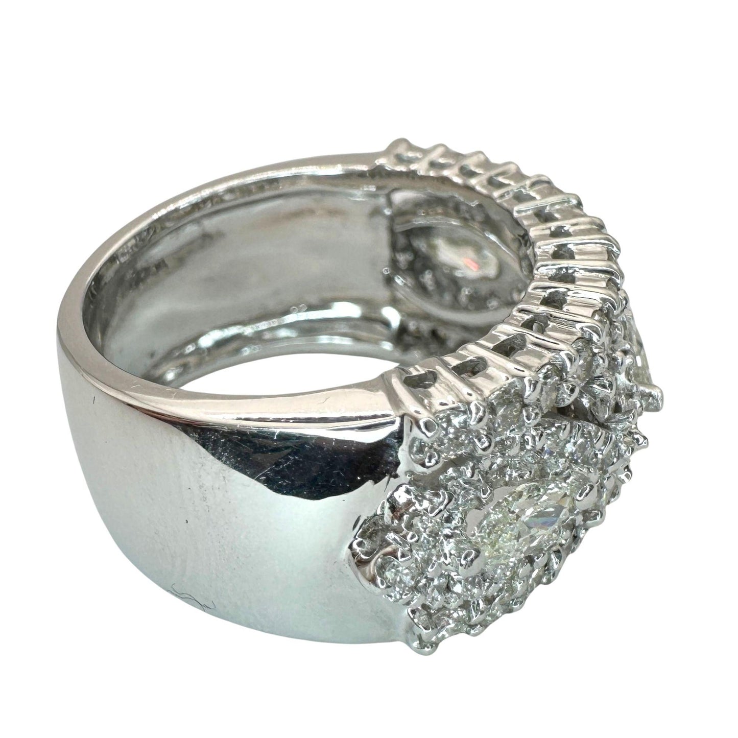 18k Marquise Cut Wide Band Diamond Ring