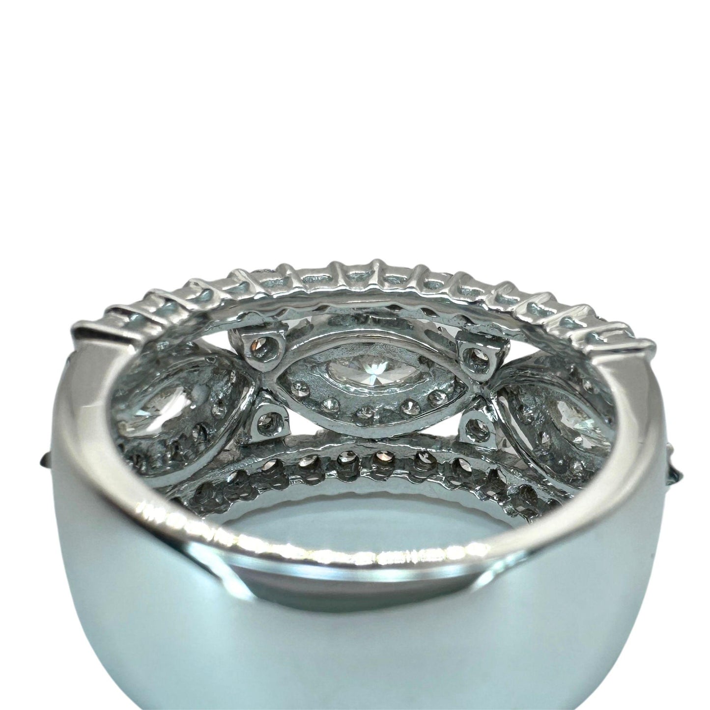 18k Marquise Cut Wide Band Diamond Ring
