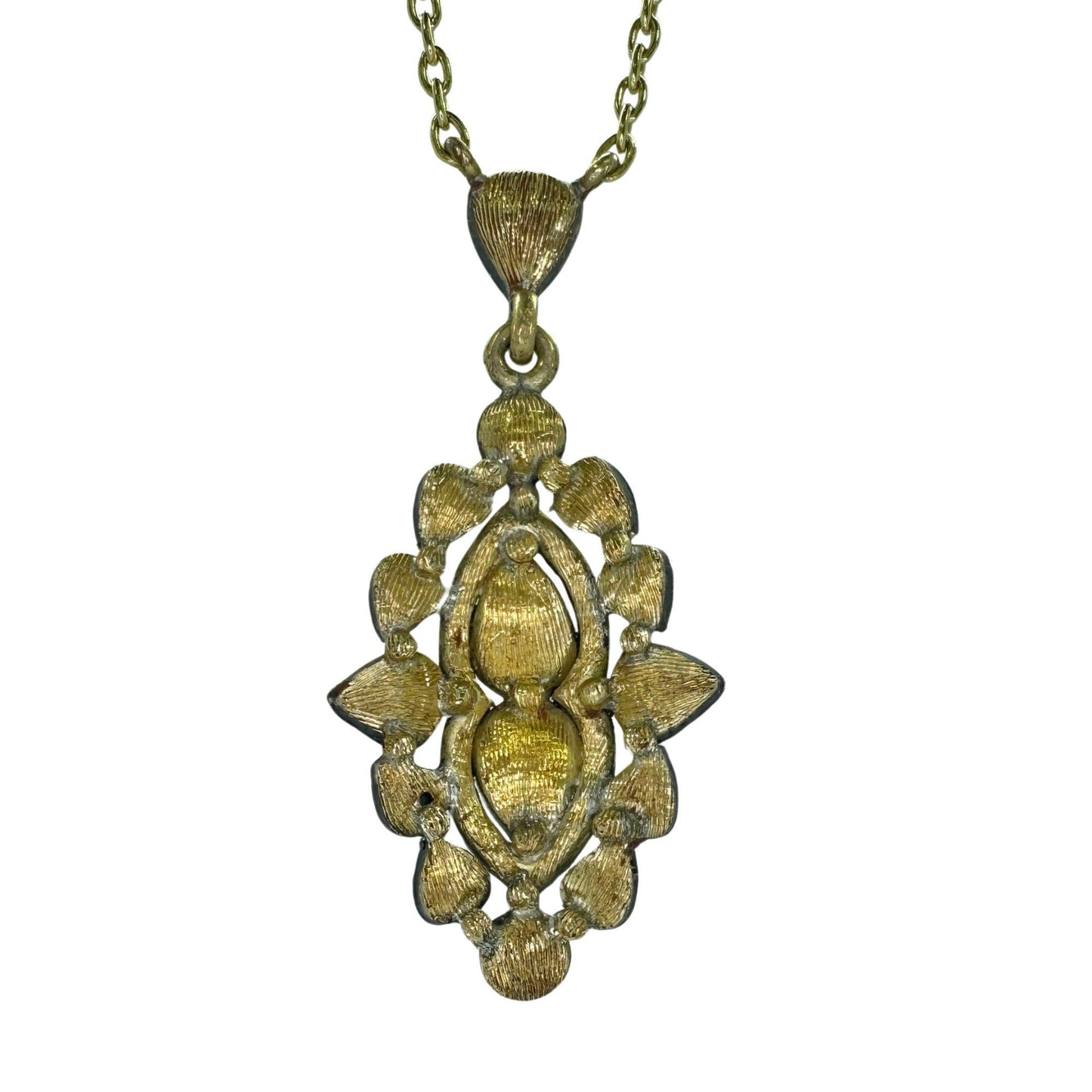 18k Yellow Gold and Silver Top Rose Cut Diamond Necklace