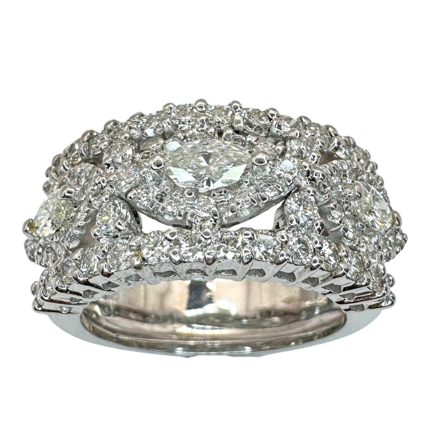 18k Marquise Cut Wide Band Diamond Ring