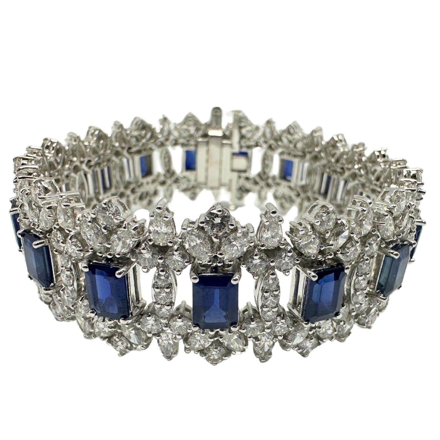 18K White Gold Diamond and Sapphire Bracelet