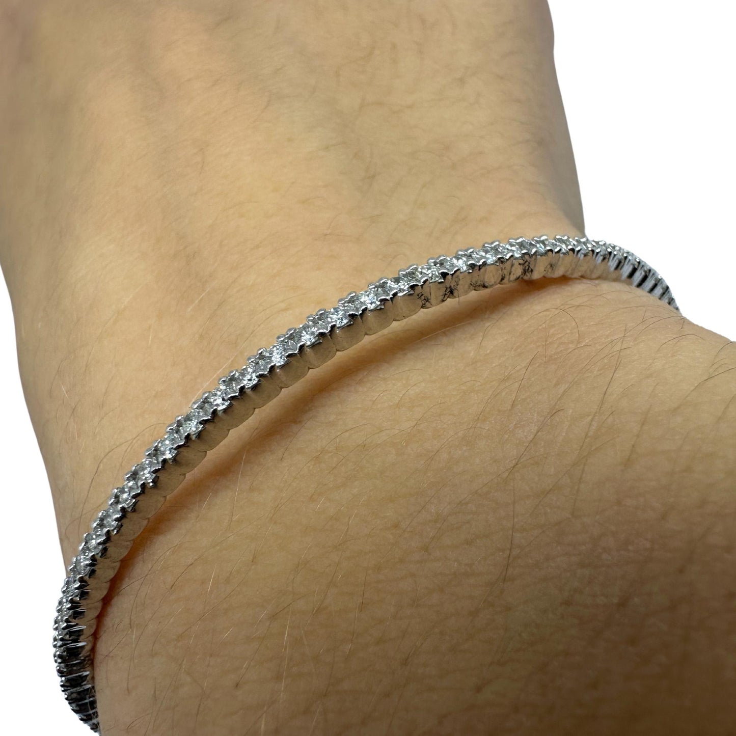 14K White Gold Diamond Bangle