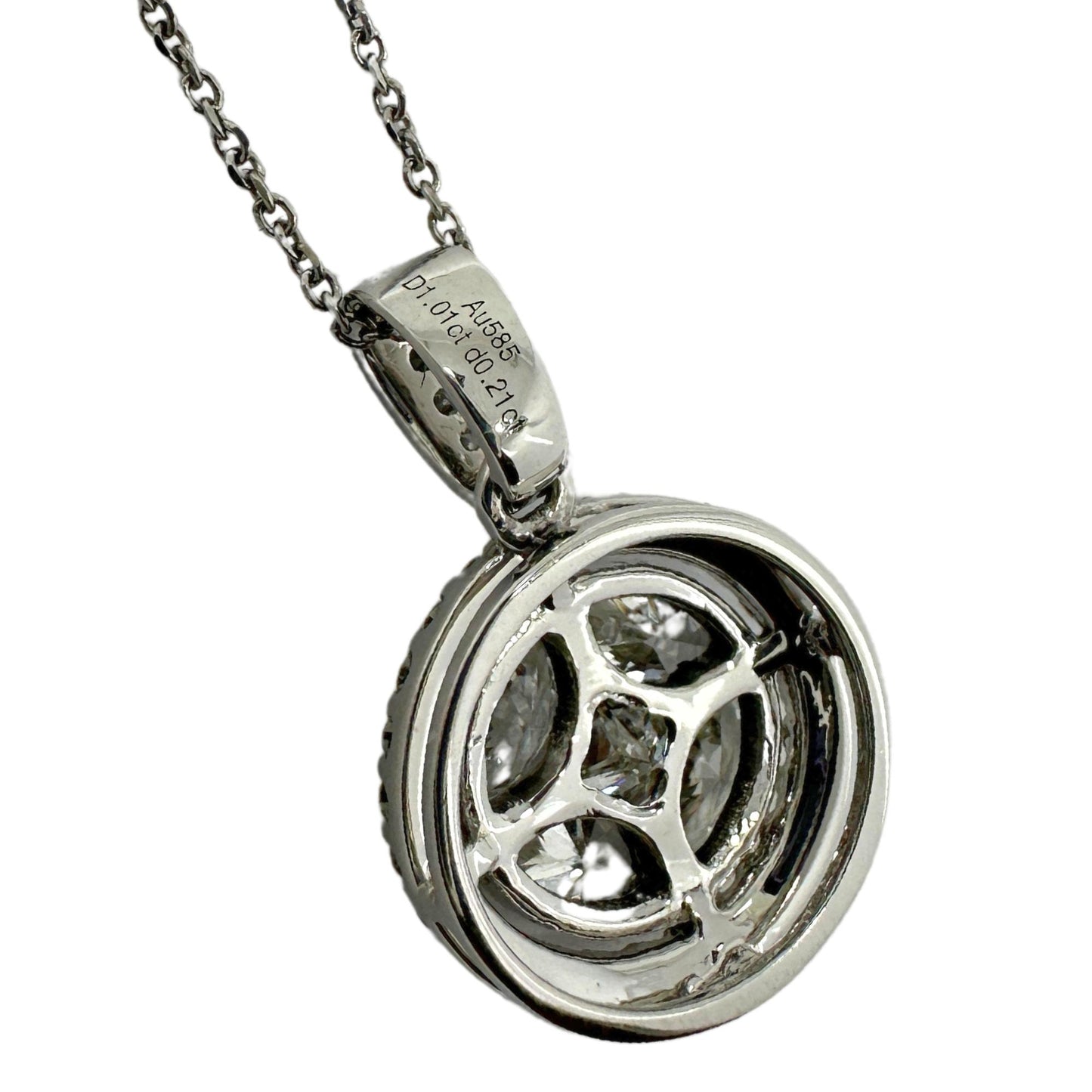 14K White Gold Diamond Pendant Necklace with Chain