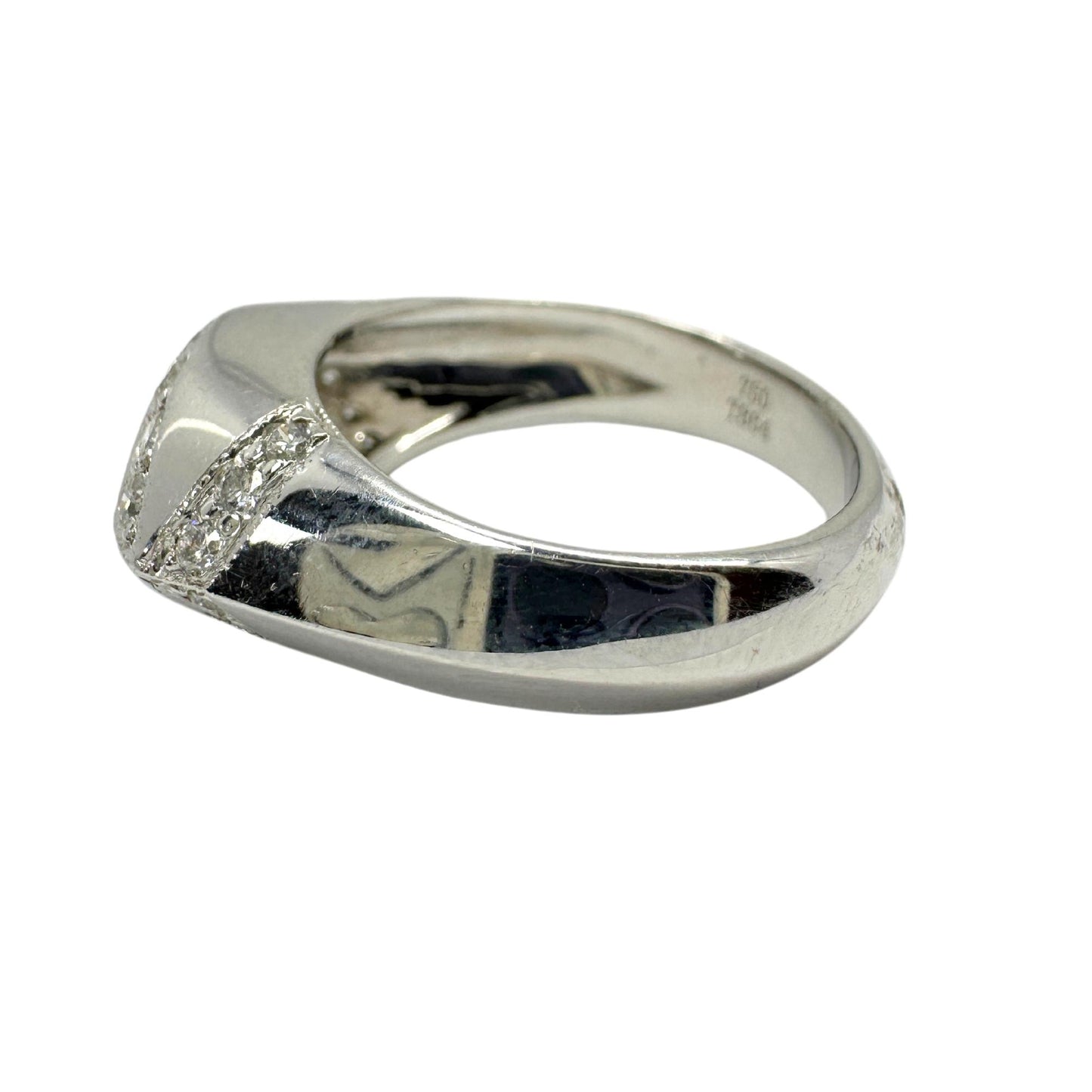 18k East-West Marquise Shaped Diamond Center Ring with Diamond Halo Ring