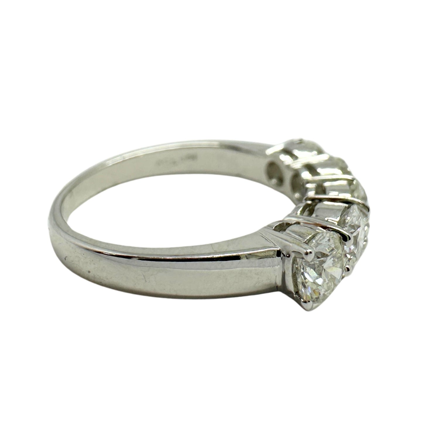 18K White Gold Five Stone Diamond Band Ring