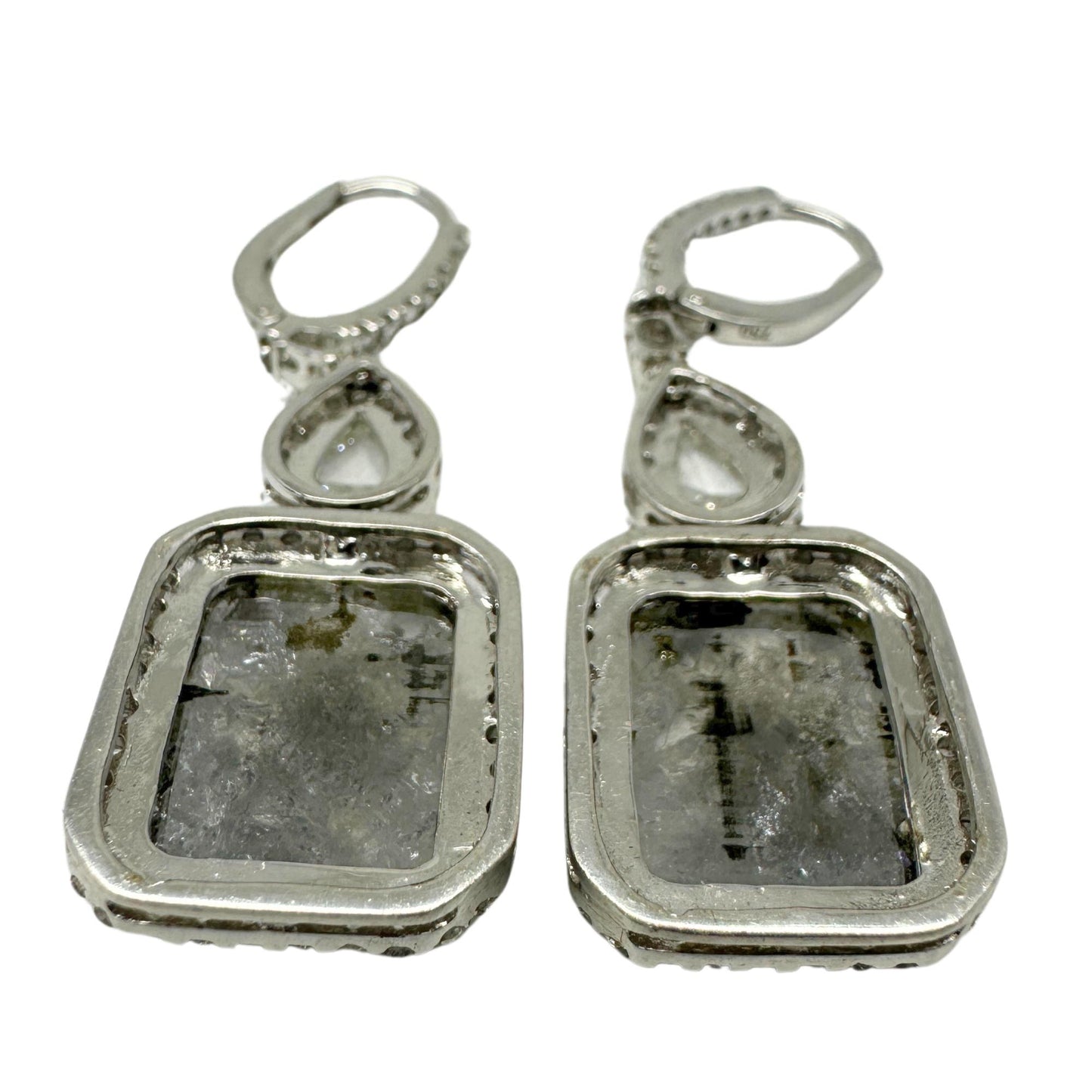 18K White Gold Rose Cut Diamond Drop Earrings
