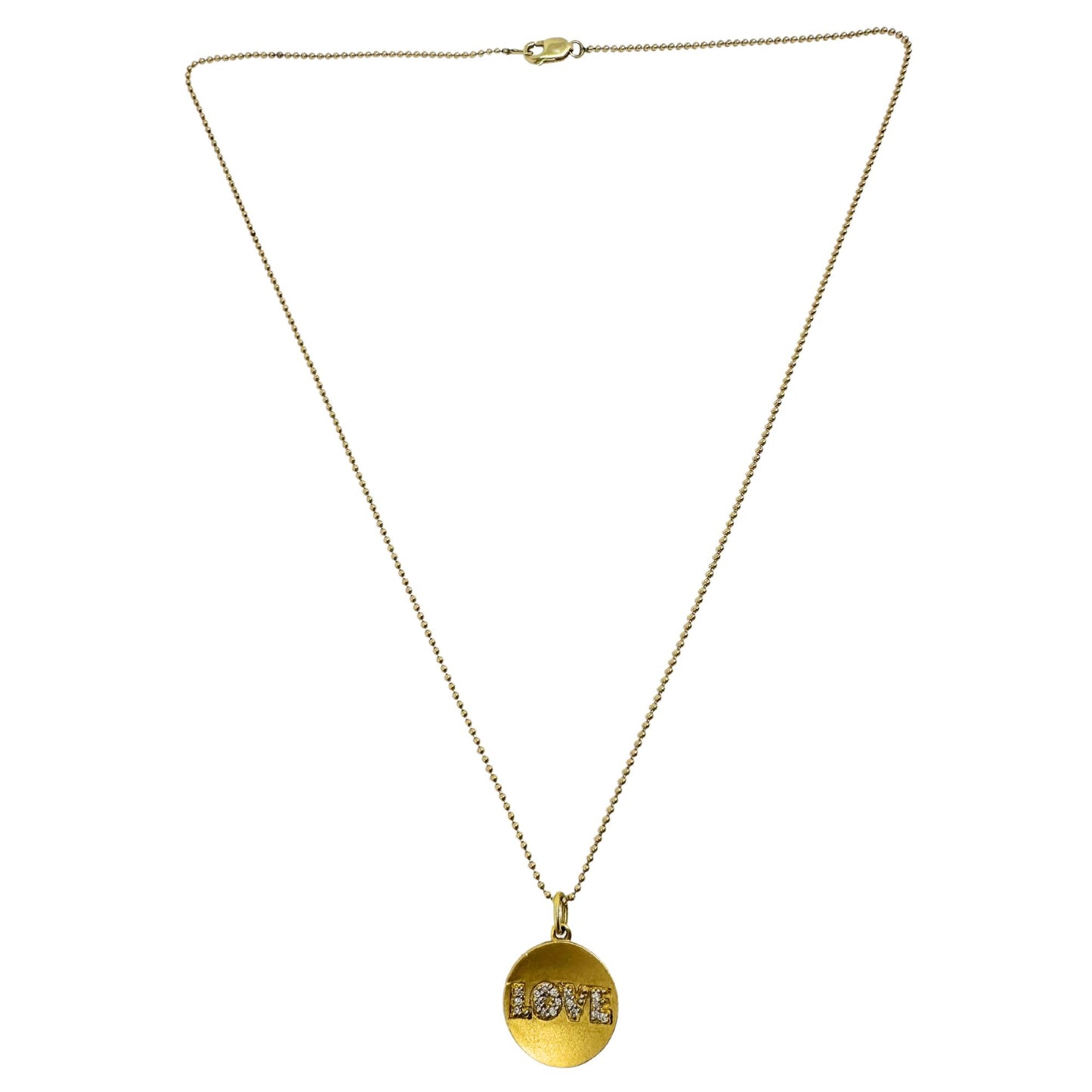 14K Yellow Gold Diamond Love Pendant Necklace